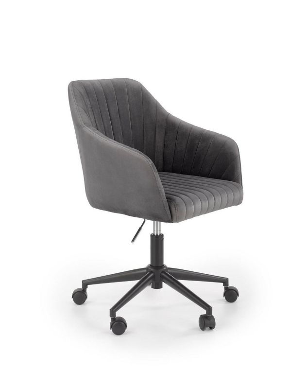 Fotel biurowy ergonomiczny Emi INTESI welurowy szary obrotowy z podłokietnikami do biurka 1 szt.
