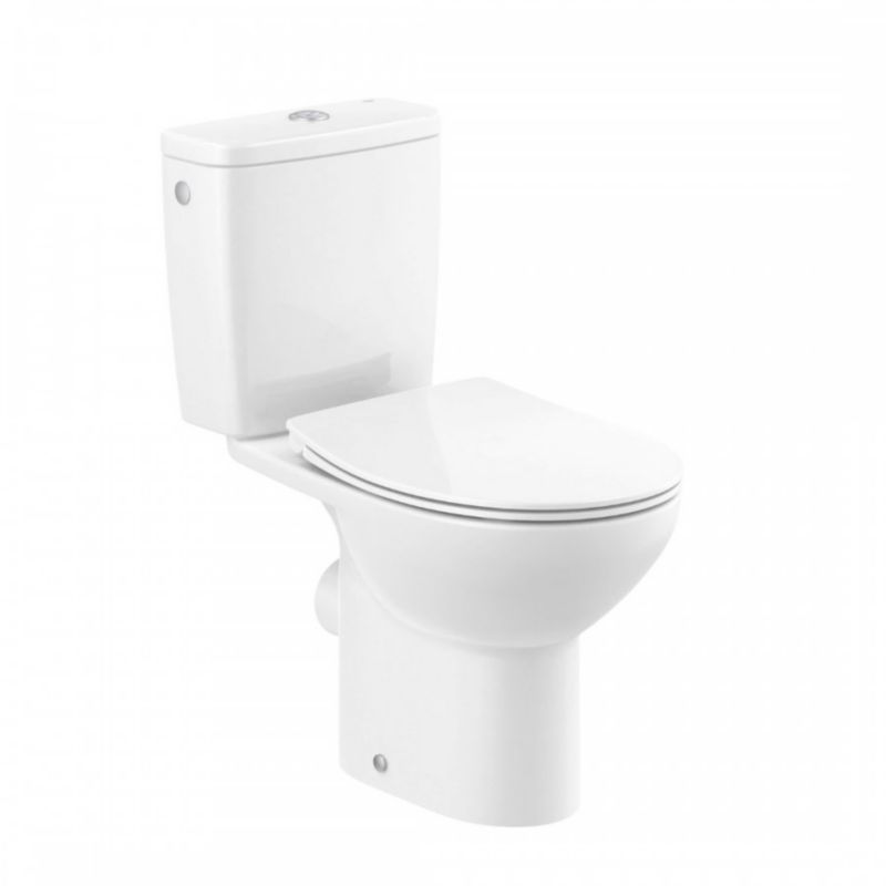 Kompakt WC ROCA Victoria Rimless odpływ poziomy zestaw montażowy, biały 1szt.
