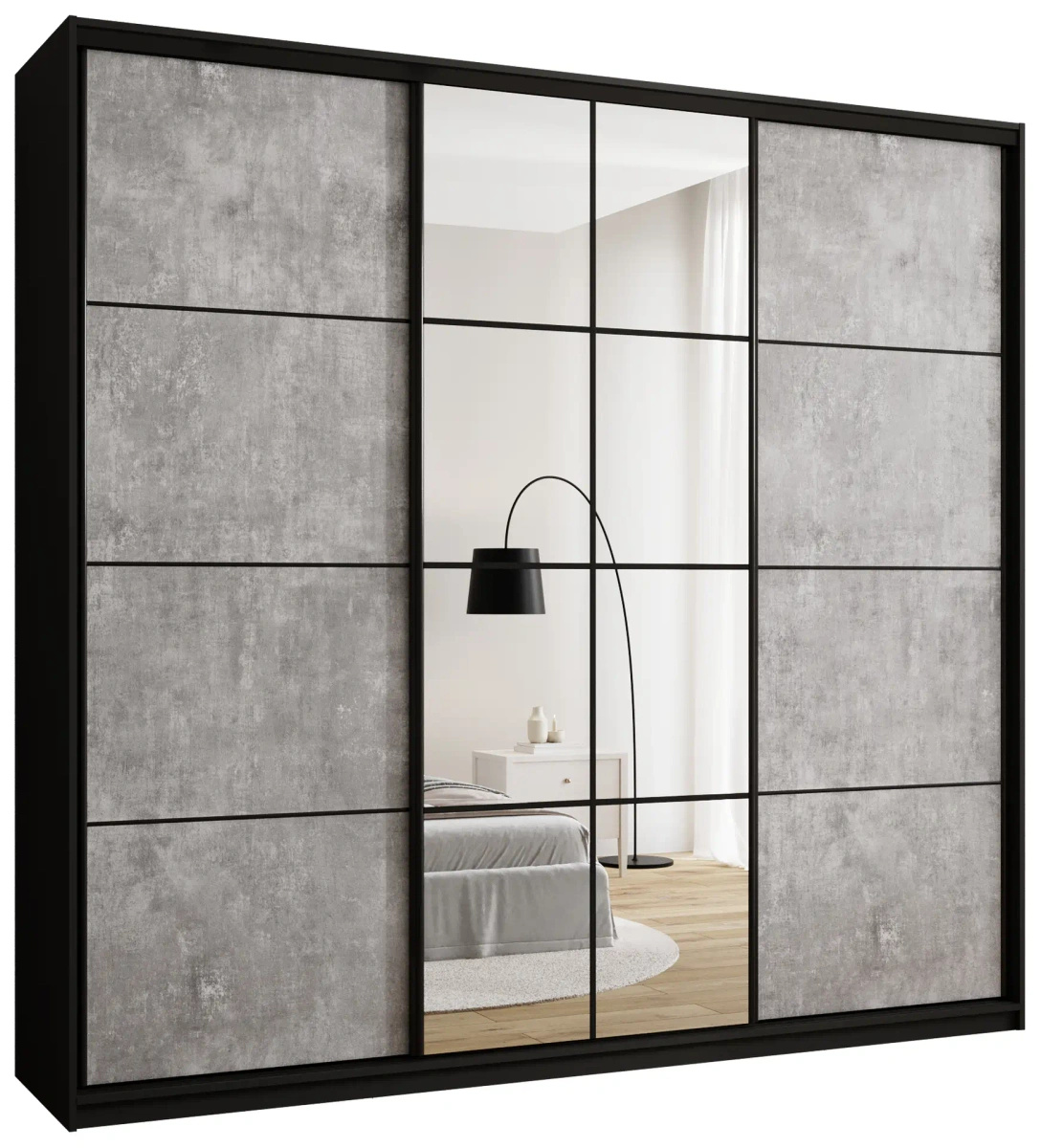 Pojemna szafa przesuwna z lustrem 250 cm EDGE MAX beton