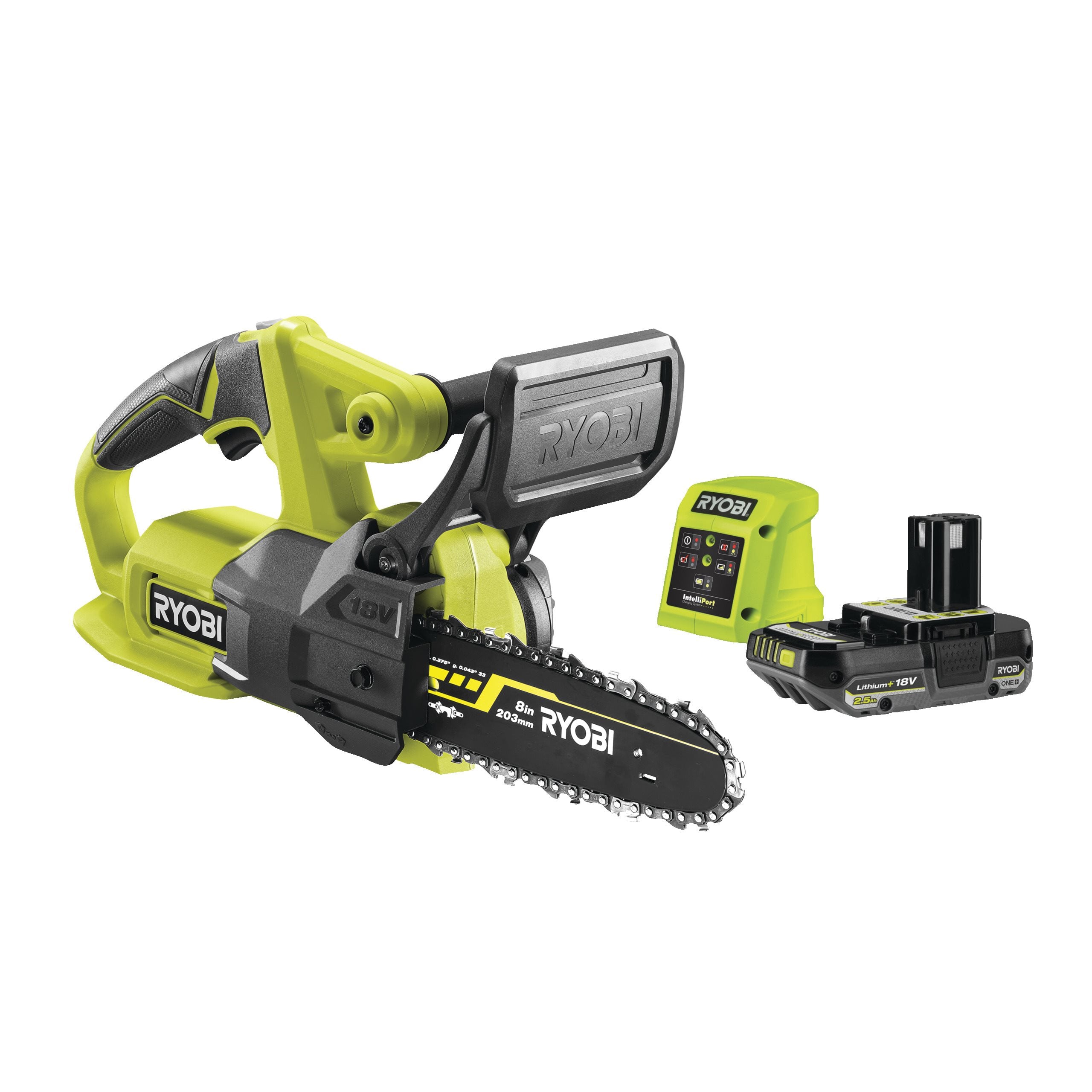 Piła łańcuchowa kompaktowa 18V ONE+ w zestawie z akumulatorem 2.5Ah i ładowarką 1.5A