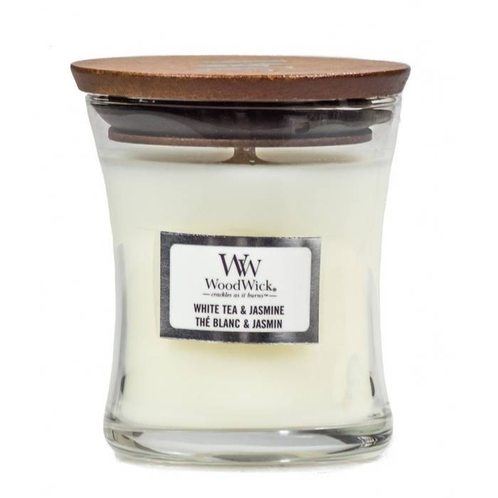 WoodWick Świeca mała White tea & jasmine 85g