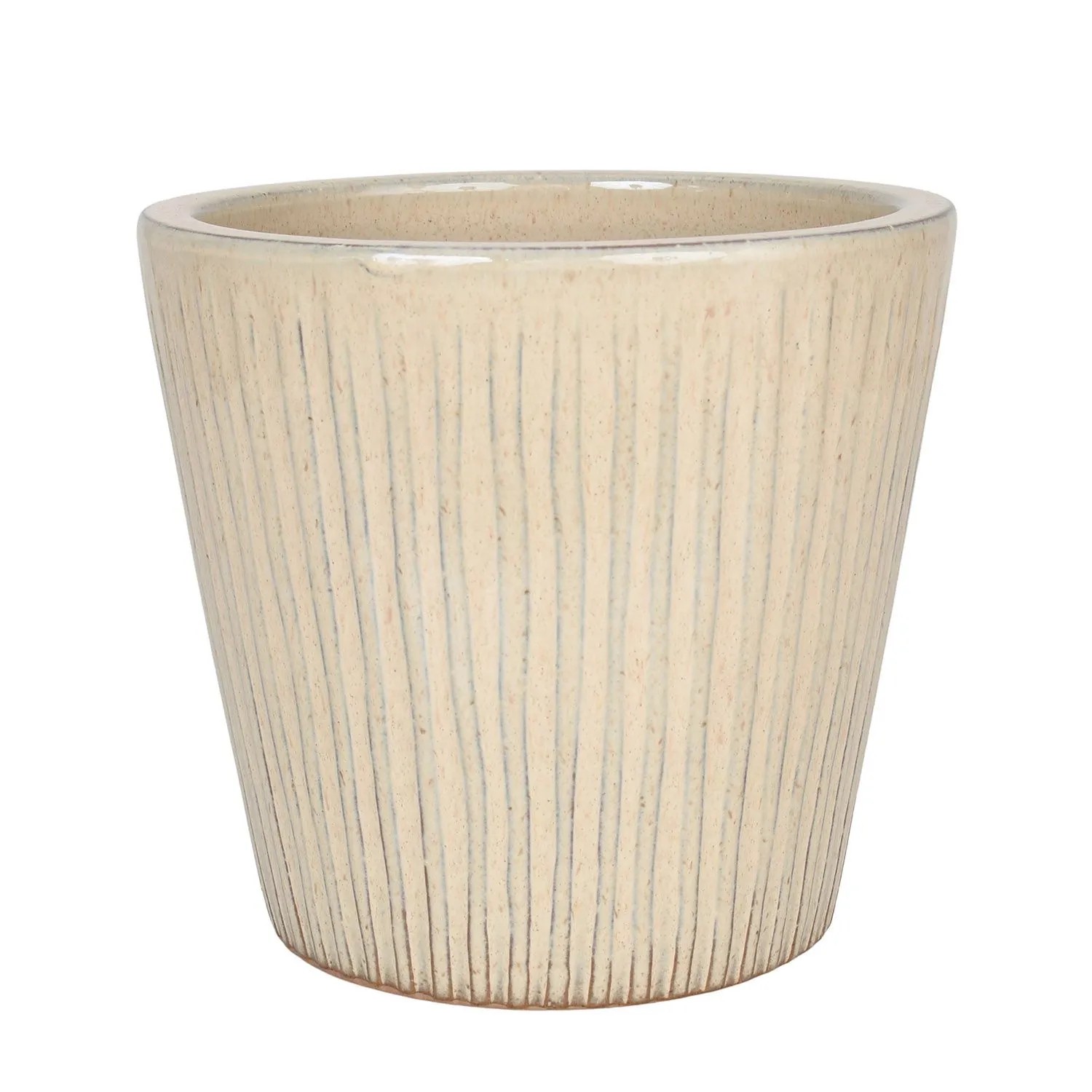 Donica Stripes szkliwiona kremowa - 20x18 cm