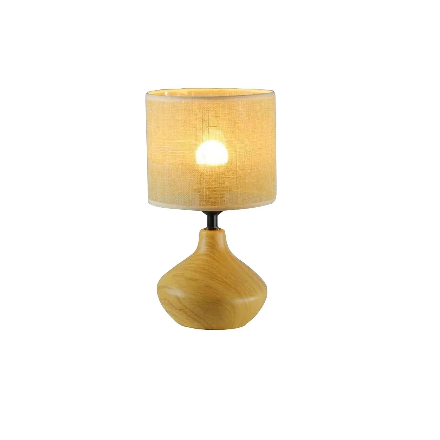 Candellux lampka stołowa RIBA ceramiczna efekt drewna 1xE14 40W abażur złoty