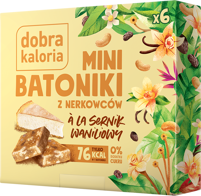 Mini batoniki z nerkowców a'la sernik waniliowy Dobra Kaloria, 6 sztuk, 102g