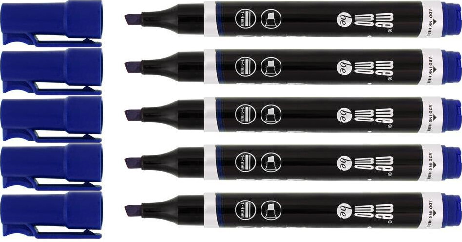 5x Marker permanentny MemoBe, ścięta, niebieski