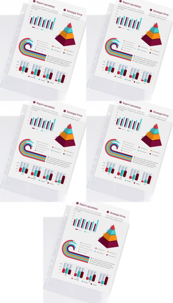 5x Ofertówki krystaliczne Biurfol, zawieszane, "U", A4, 150μm, 25 sztuk, transparentny