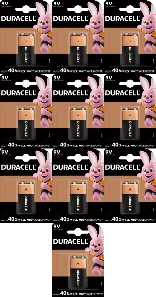 10x Bateria alkaliczna Duracell, 6LR61, 1 sztuka