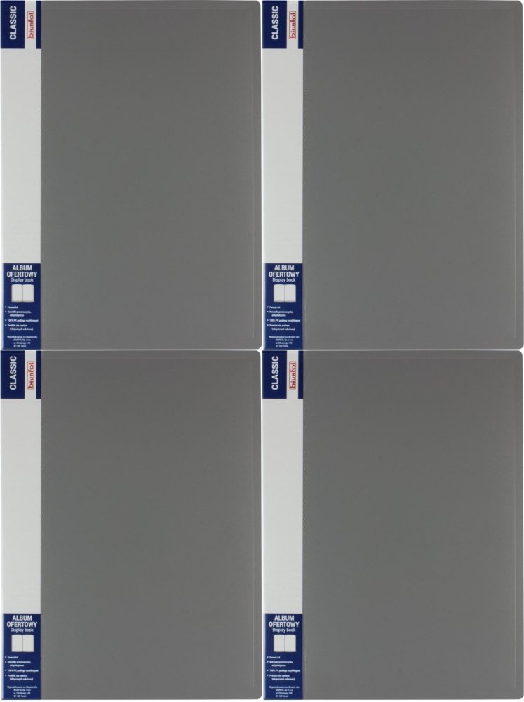 4x Album ofertowy Biurfol Classic, A4, 10 koszulek, szary