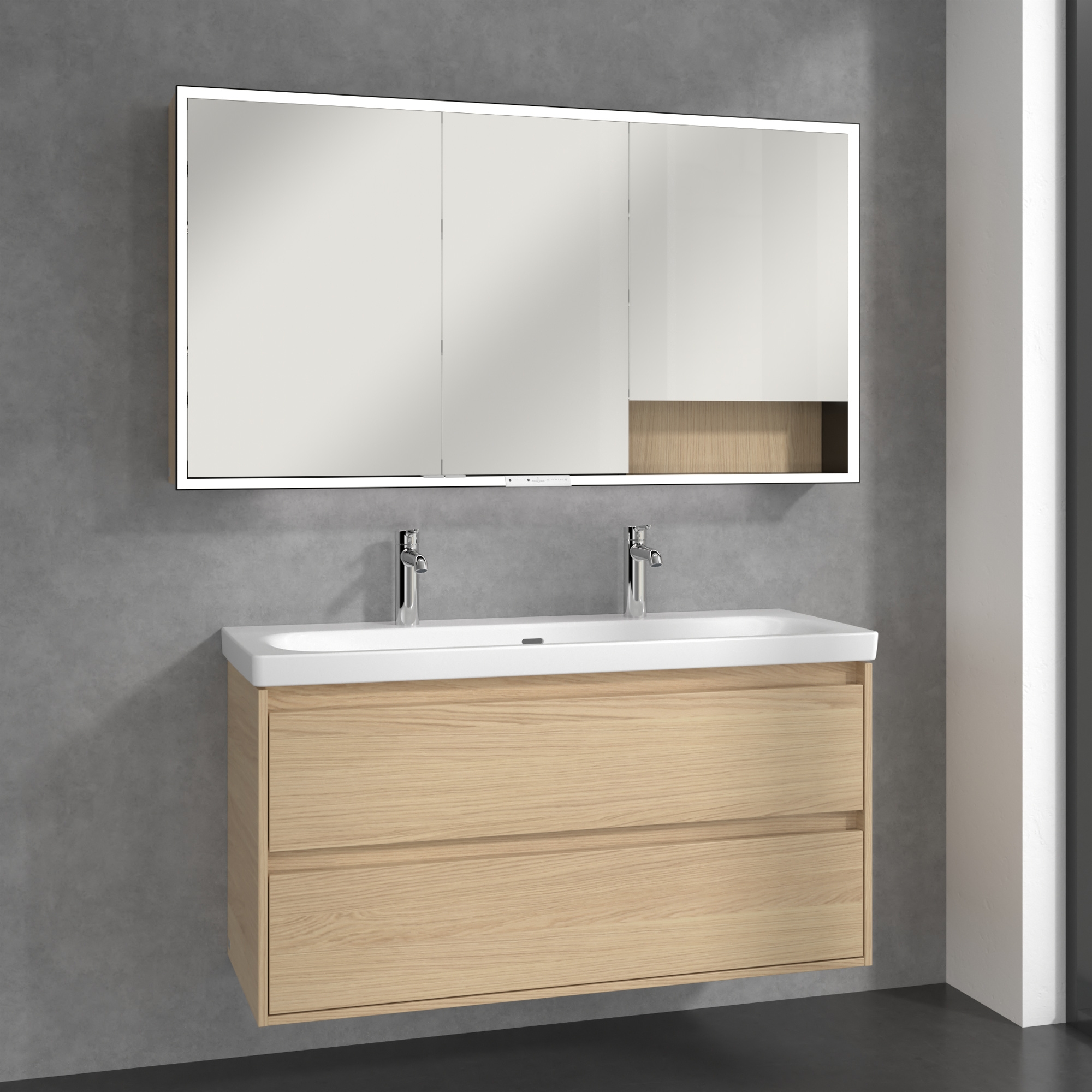 Villeroy & Boch My View+ szafka 140x16,8x75 cm z lustrem Nordic Oak/czarny B48114VJ