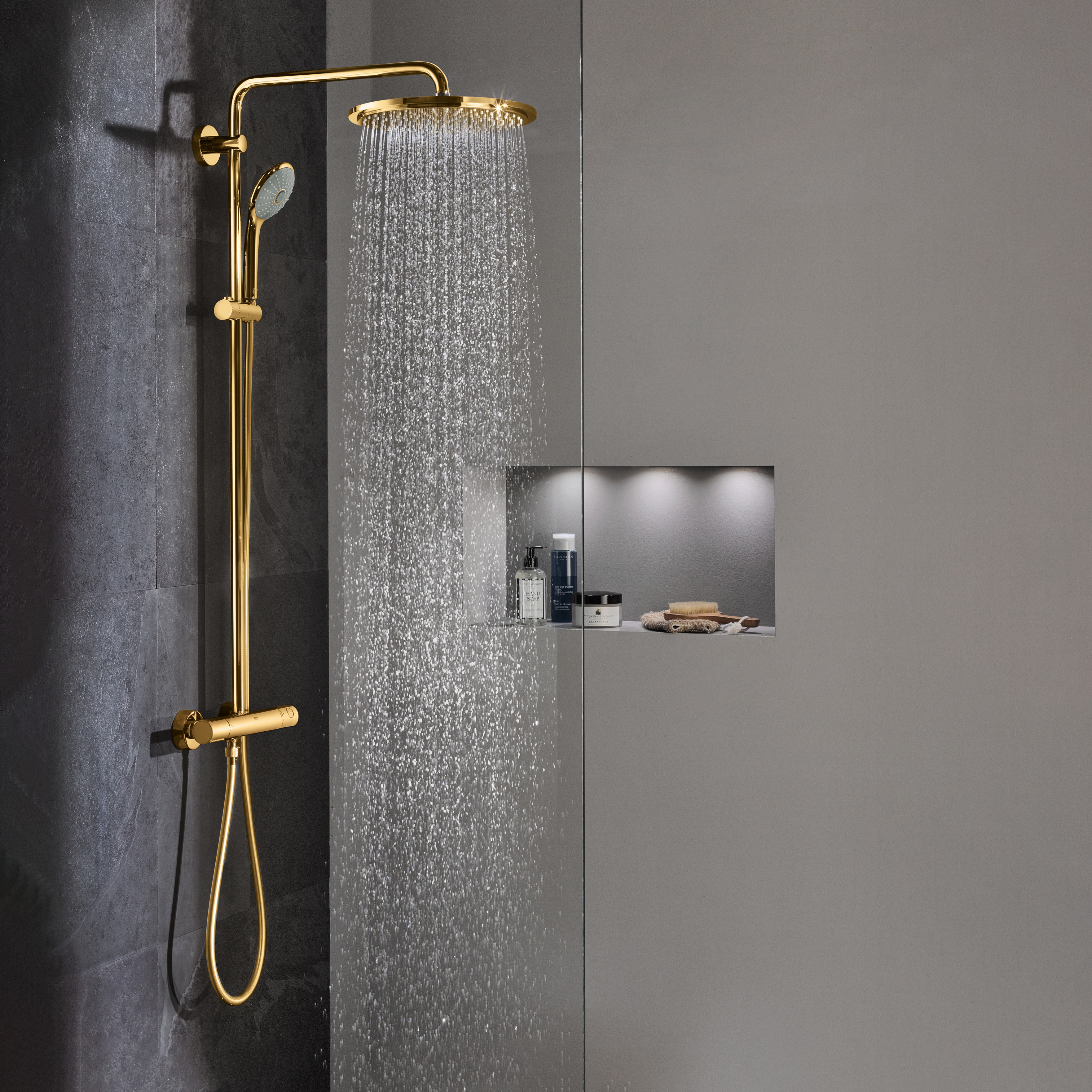 Grohe Euphoria System 310 zestaw prysznicowy ścienny termostatyczny z deszczownicą cool sunrise 26075GL0 - Wysyłka w 24h