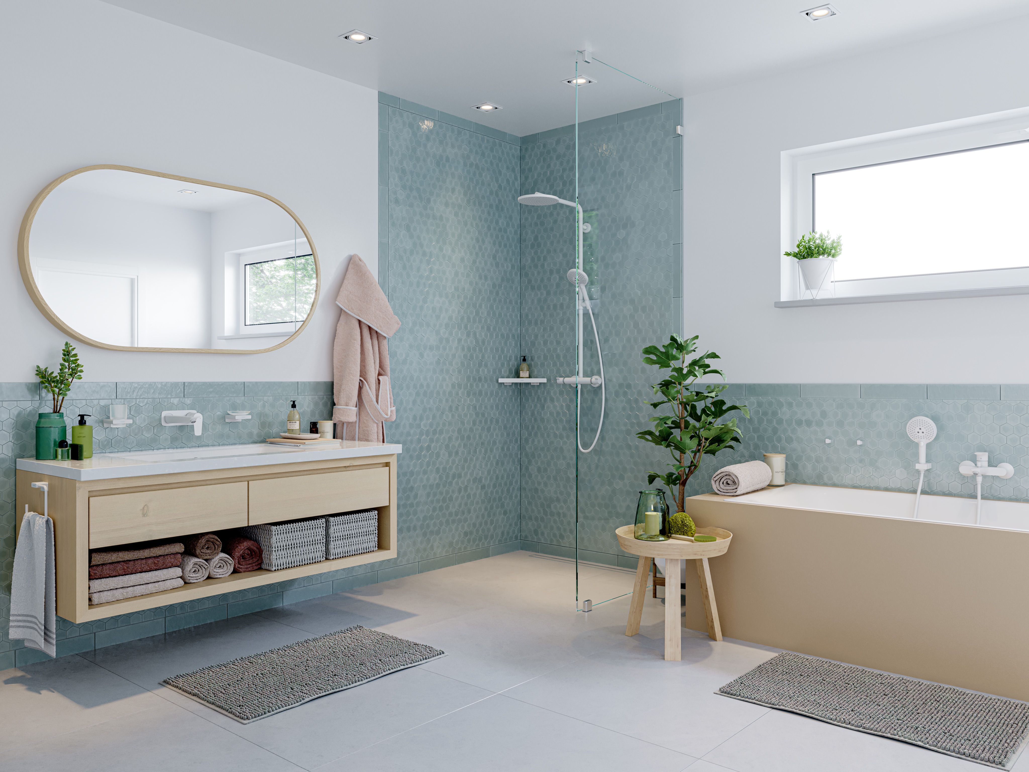 Hansgrohe Croma Select S zestaw prysznicowy ścienny termostatyczny z deszczownicą biały mat 26891700