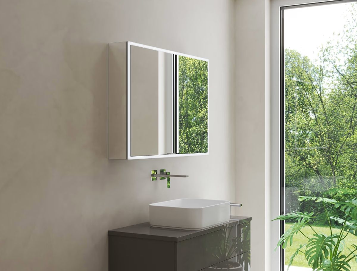 Kronenbach Cube 2.0 szafka 80x17x70 cm z lustrem srebrno anodowane KB100201CR