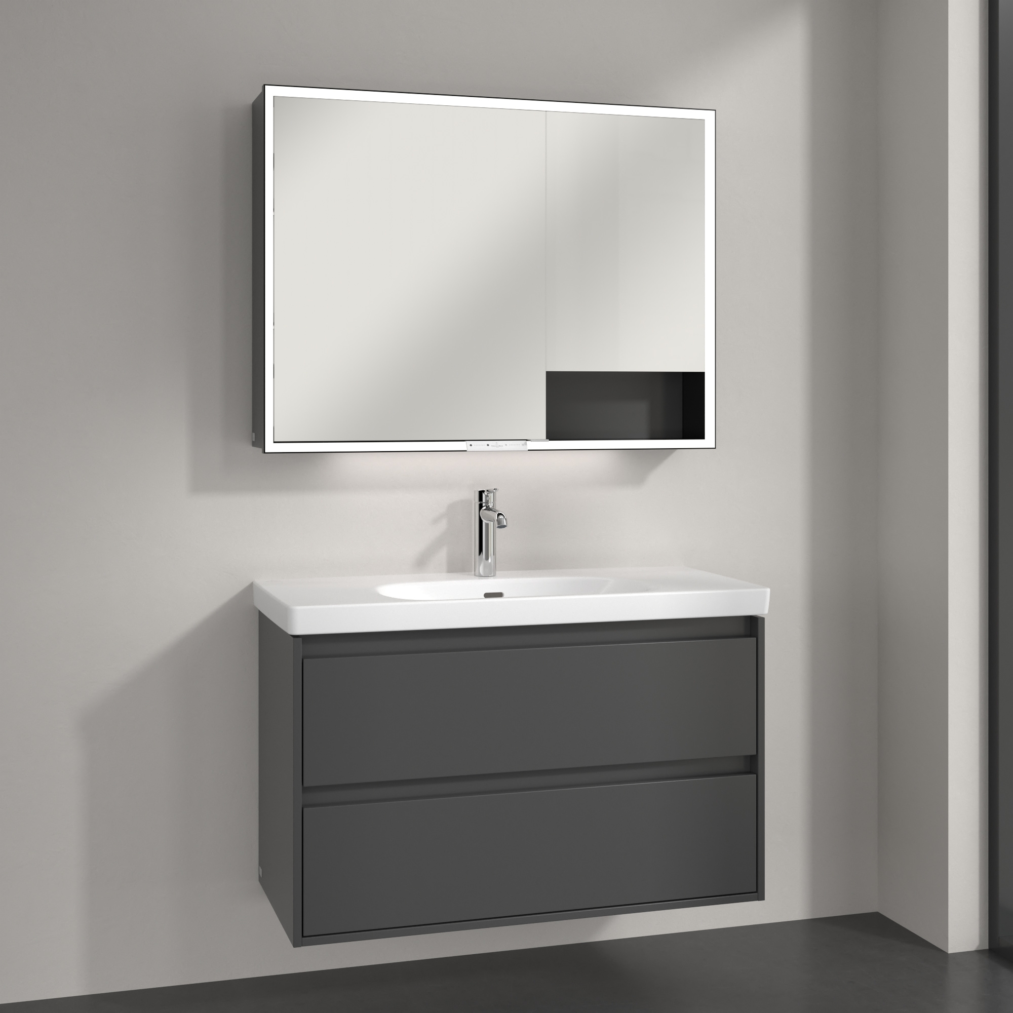 Villeroy & Boch My View+ szafka 100x16,8x75 cm z lustrem Graphite B48110VR