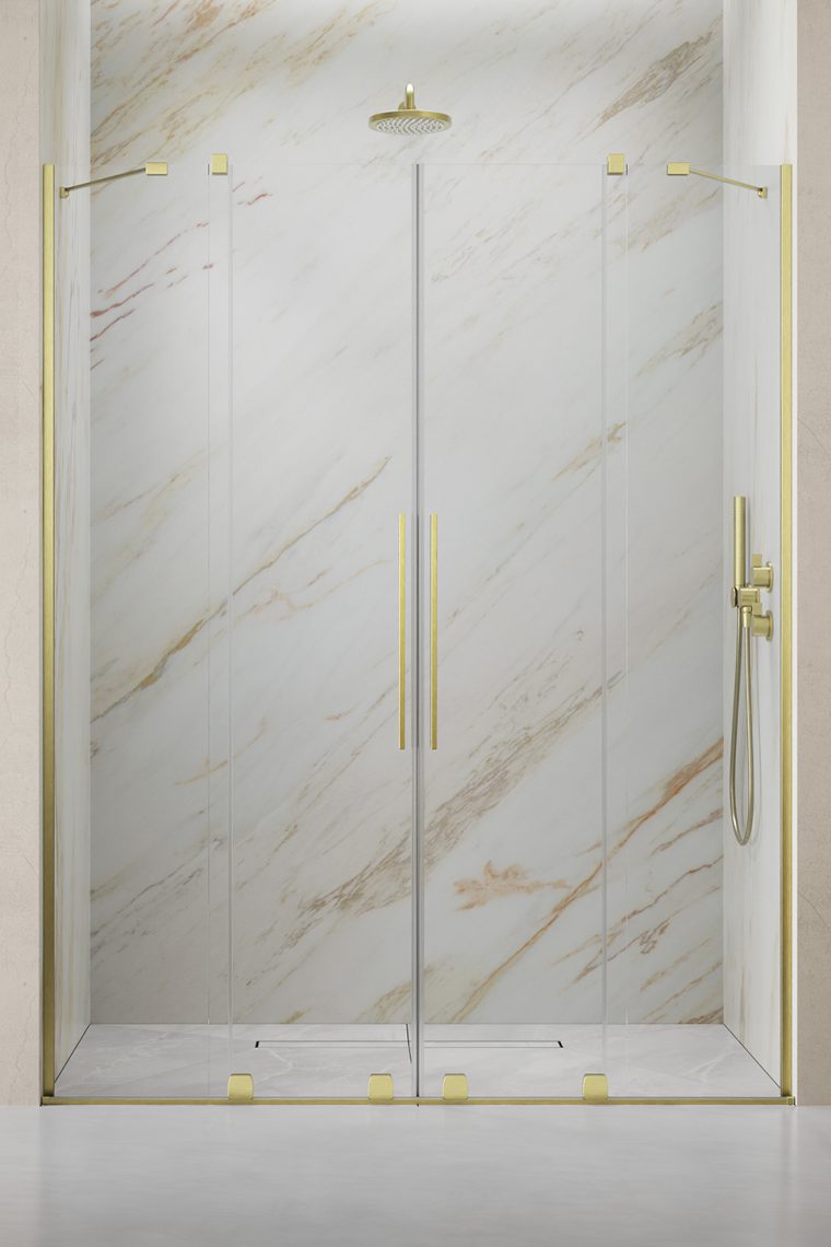 Radaway Furo Brushed Gold DWD drzwi prysznicowe 180 cm rozsuwane złoty szczotkowany/szkło przezroczyste 10108488-99-01/10111442-01-01