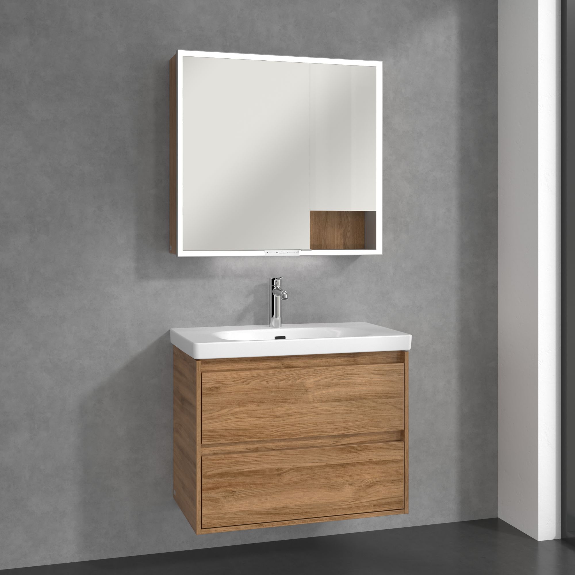 Villeroy & Boch My View+ szafka 80x16,8x75 cm z lustrem Oak Kansas A48180RH