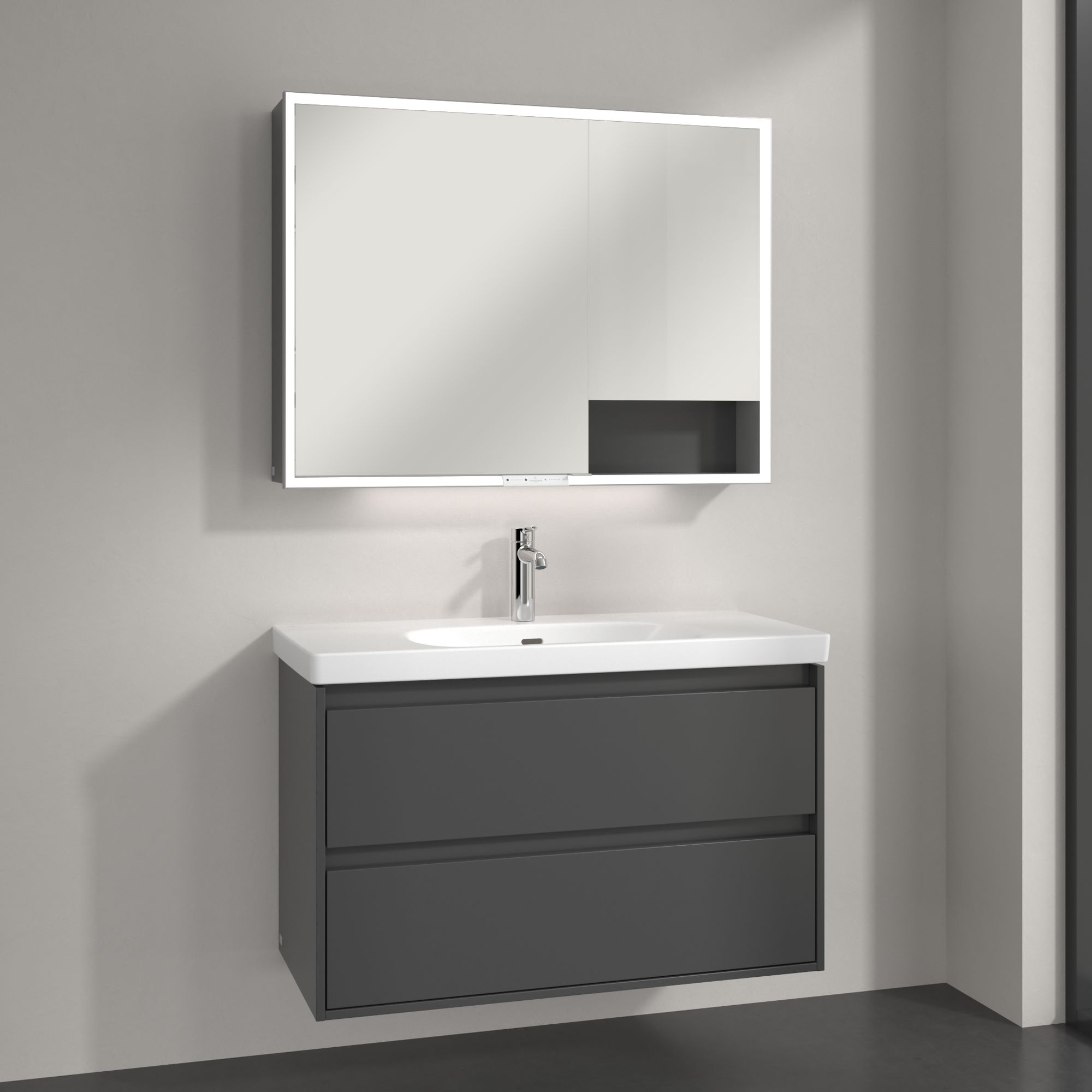Villeroy & Boch My View+ szafka 100x16,8x75 cm z lustrem Graphite A48110VR