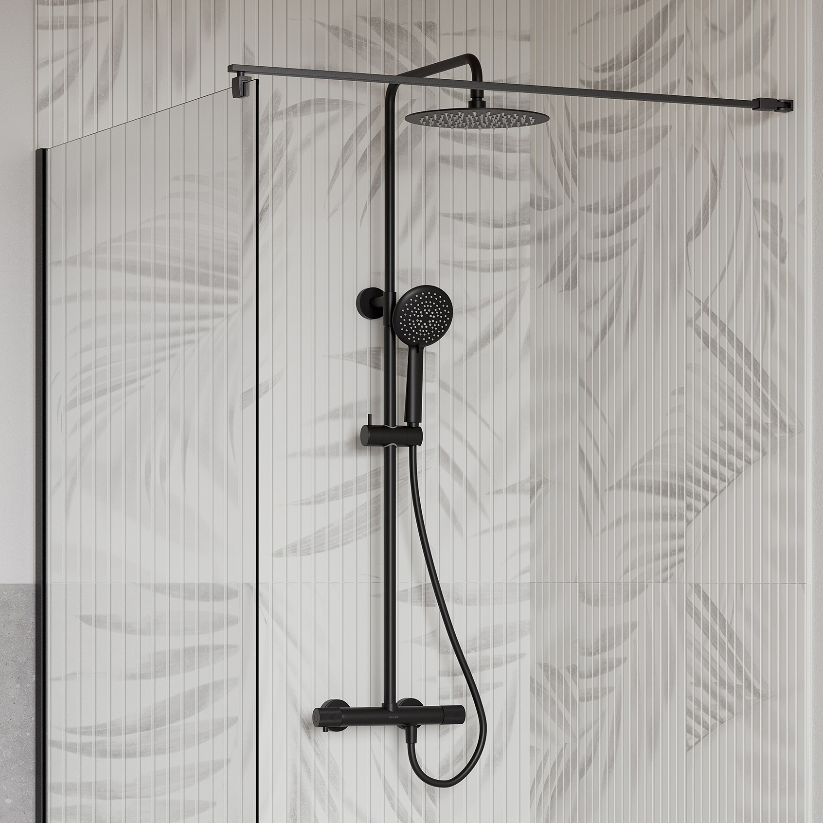 Cersanit Zen zestaw prysznicowy z baterią termostatyczną i deszczownicą czarna S951-783 - Wysyłka w 24h