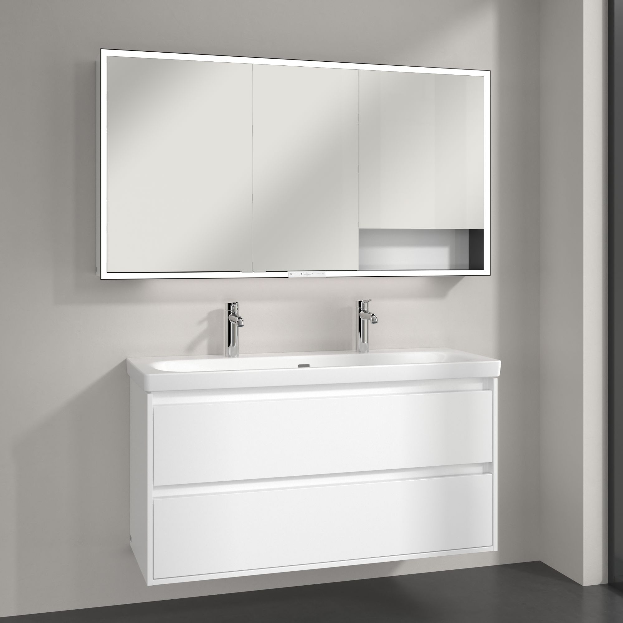 Villeroy & Boch My View+ szafka 140x16,8x75 cm z lustrem Brilliant White/czarny B48114VE