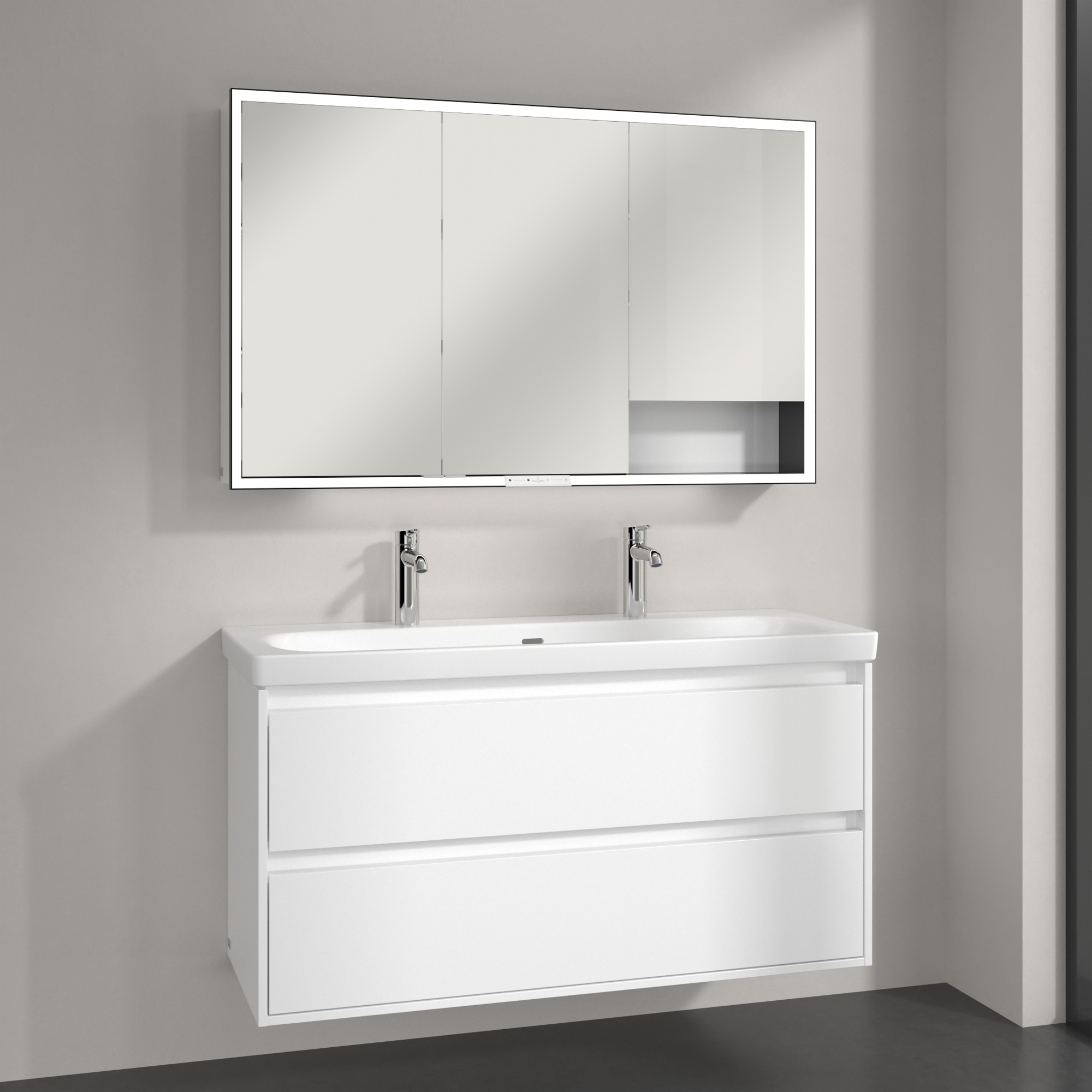 Villeroy & Boch My View+ szafka 120x16,8x75 cm z lustrem Brilliant White B48112VE