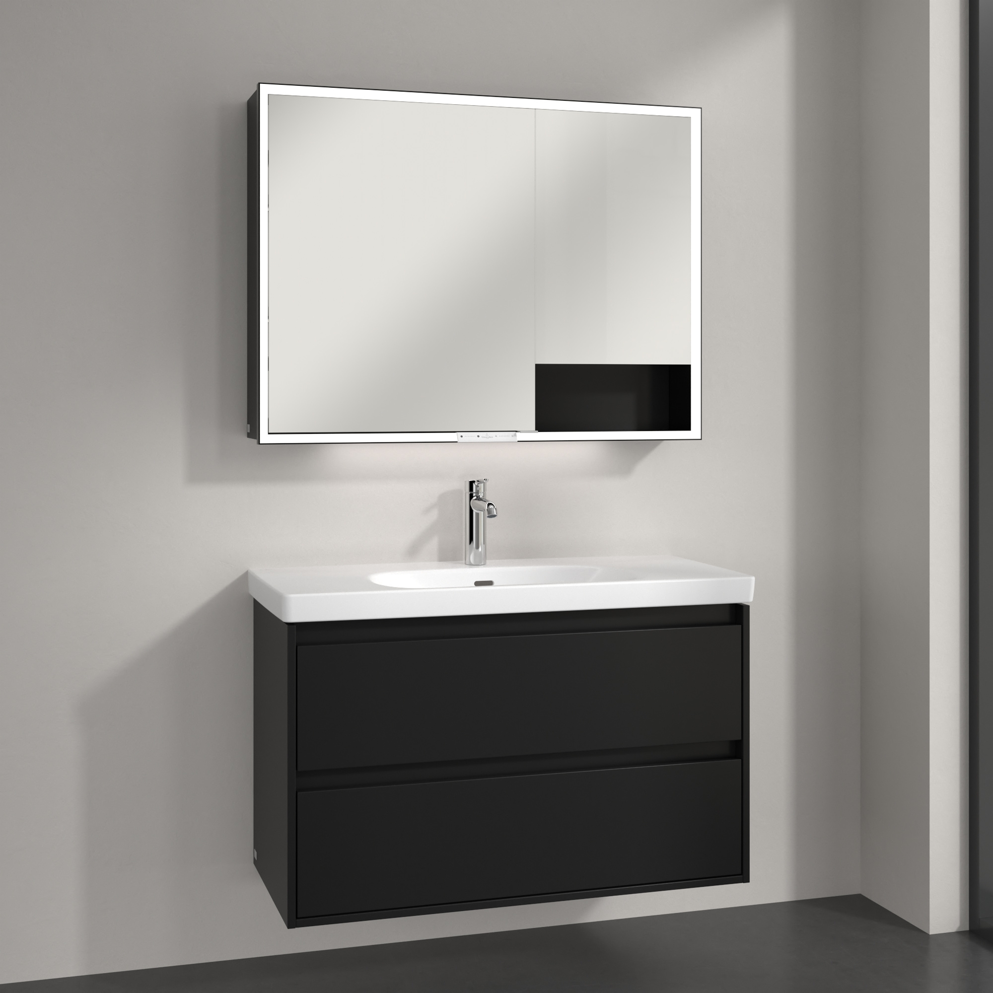 Villeroy & Boch My View+ szafka 100x16,8x75 cm z lustrem Volcano Black B48110VL