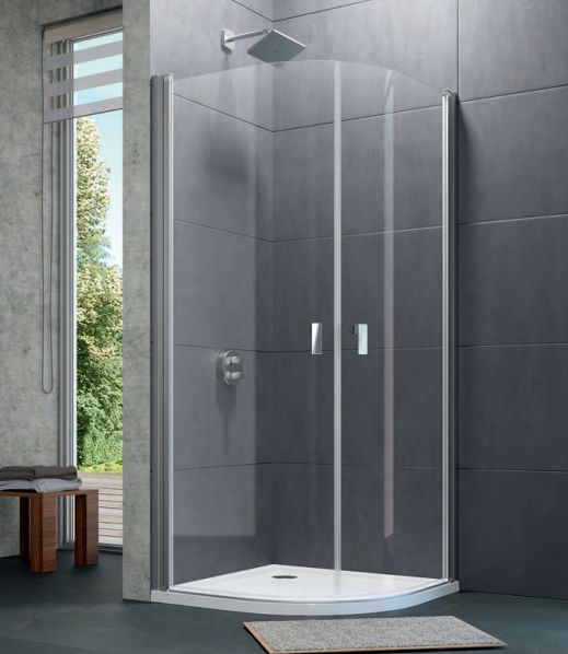 Huppe Design Pure 1/4 koła drzwi prysznicowe 90 cm uchylne srebrny połysk/szkło przezroczyste 8P1608.092.322