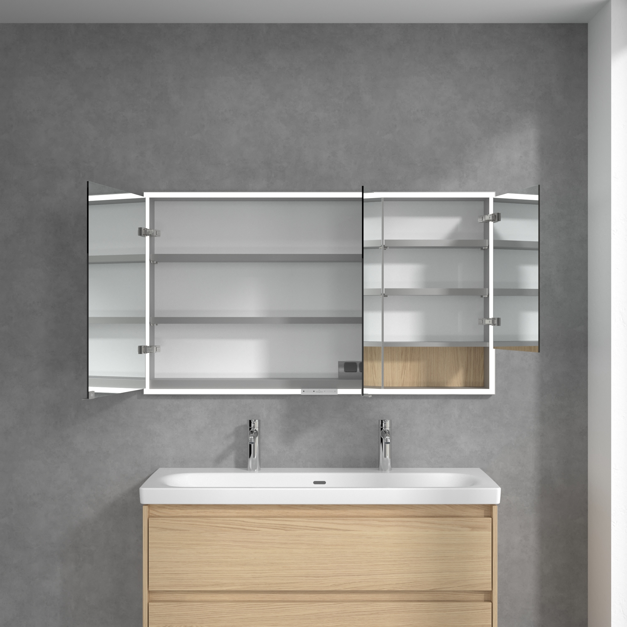 Villeroy & Boch My View+ szafka 130x16,8x75 cm z lustrem do zabudowy Nordic Oak A48213VJ