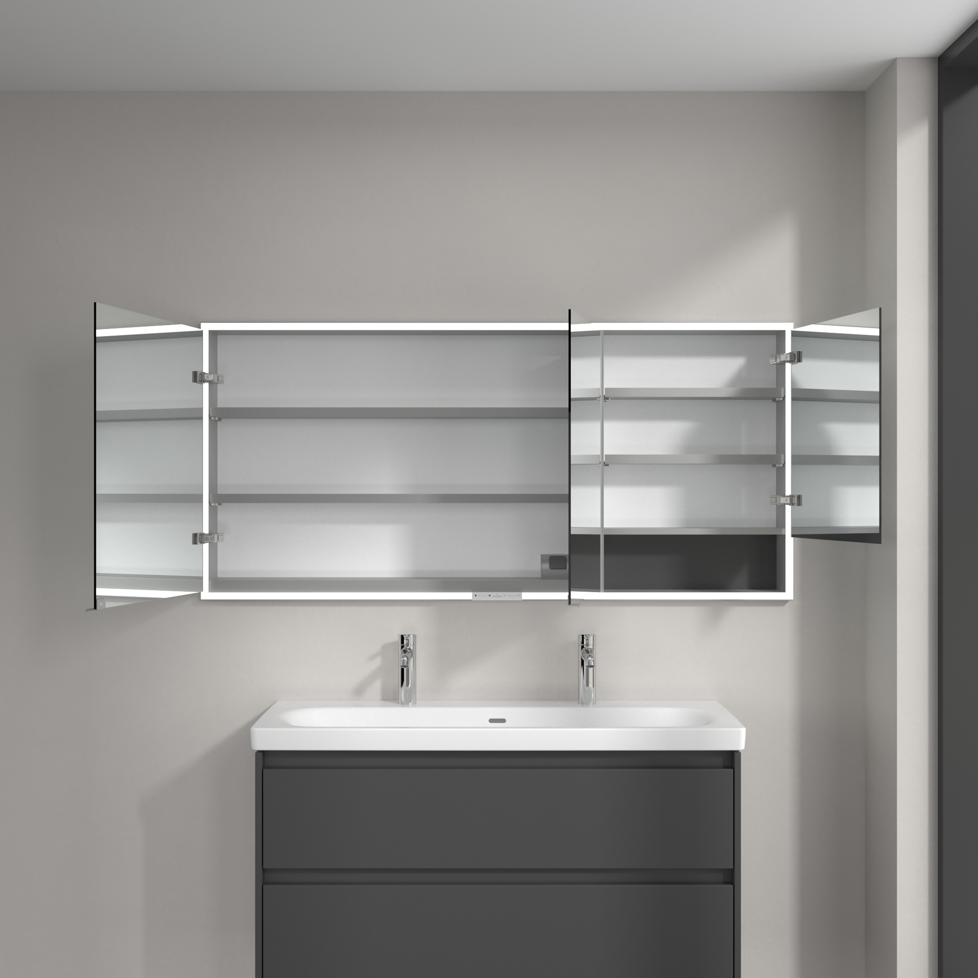 Villeroy & Boch My View+ szafka 160x16,8x75 cm z lustrem do zabudowy Graphite A48216VR