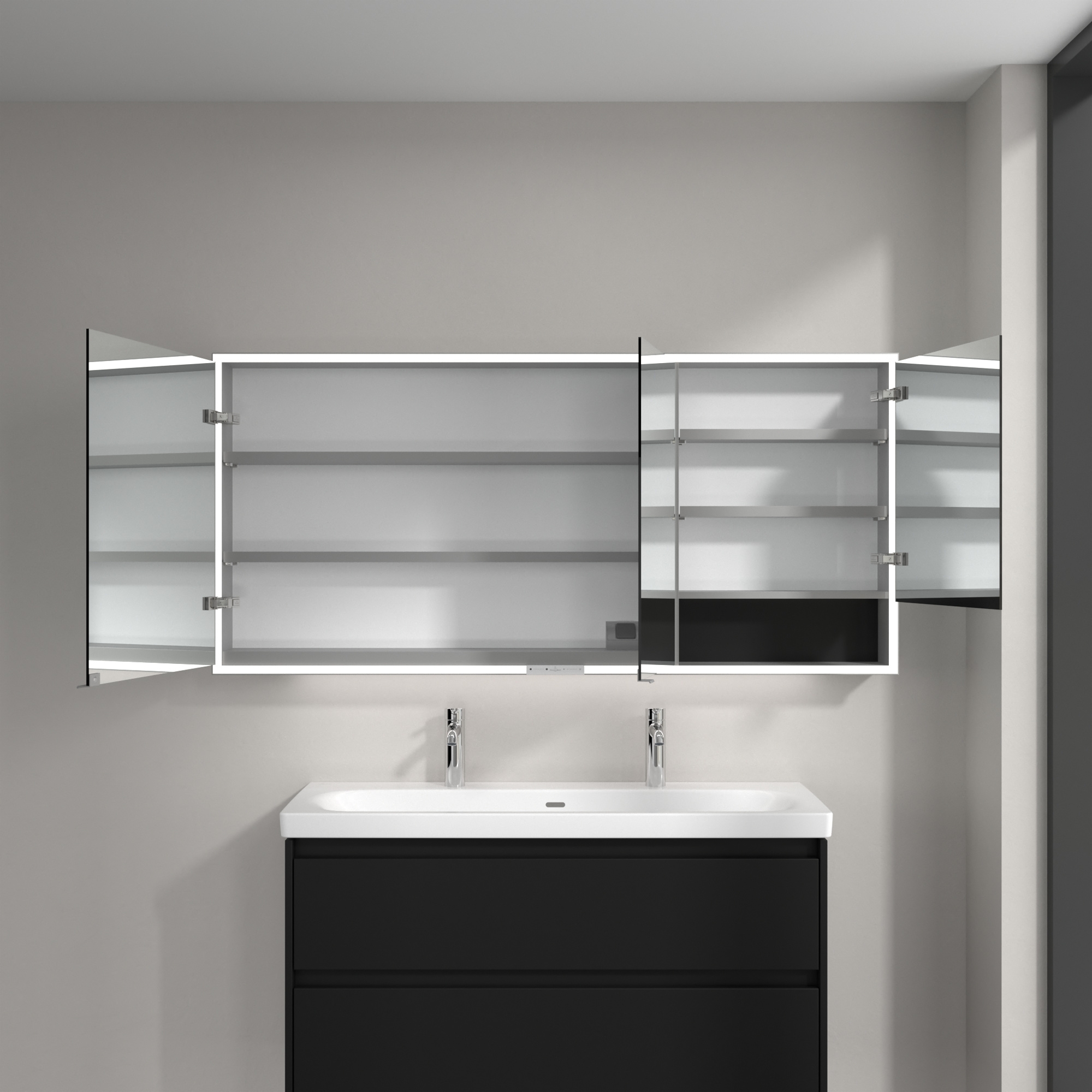 Villeroy & Boch My View+ szafka 160x16,8x75 cm z lustrem Volcano Black A48116VL