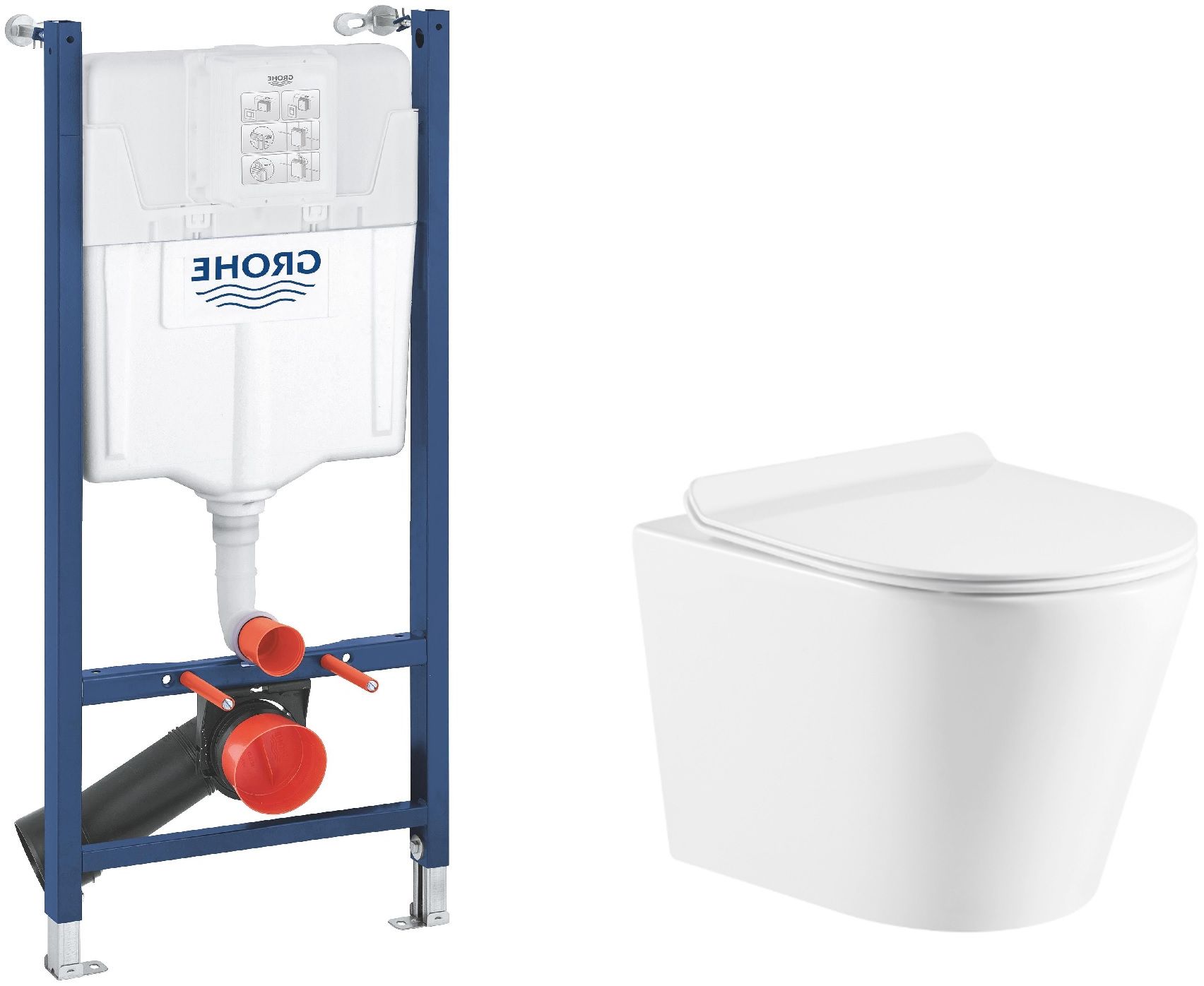 Zestaw Grohe Solido stelaż podtynkowy do miski WC wiszącej i miska Hagser Otis z deską wolnoopadającą białą (HGR30000042, 38971000) - Wysyłka w 24h