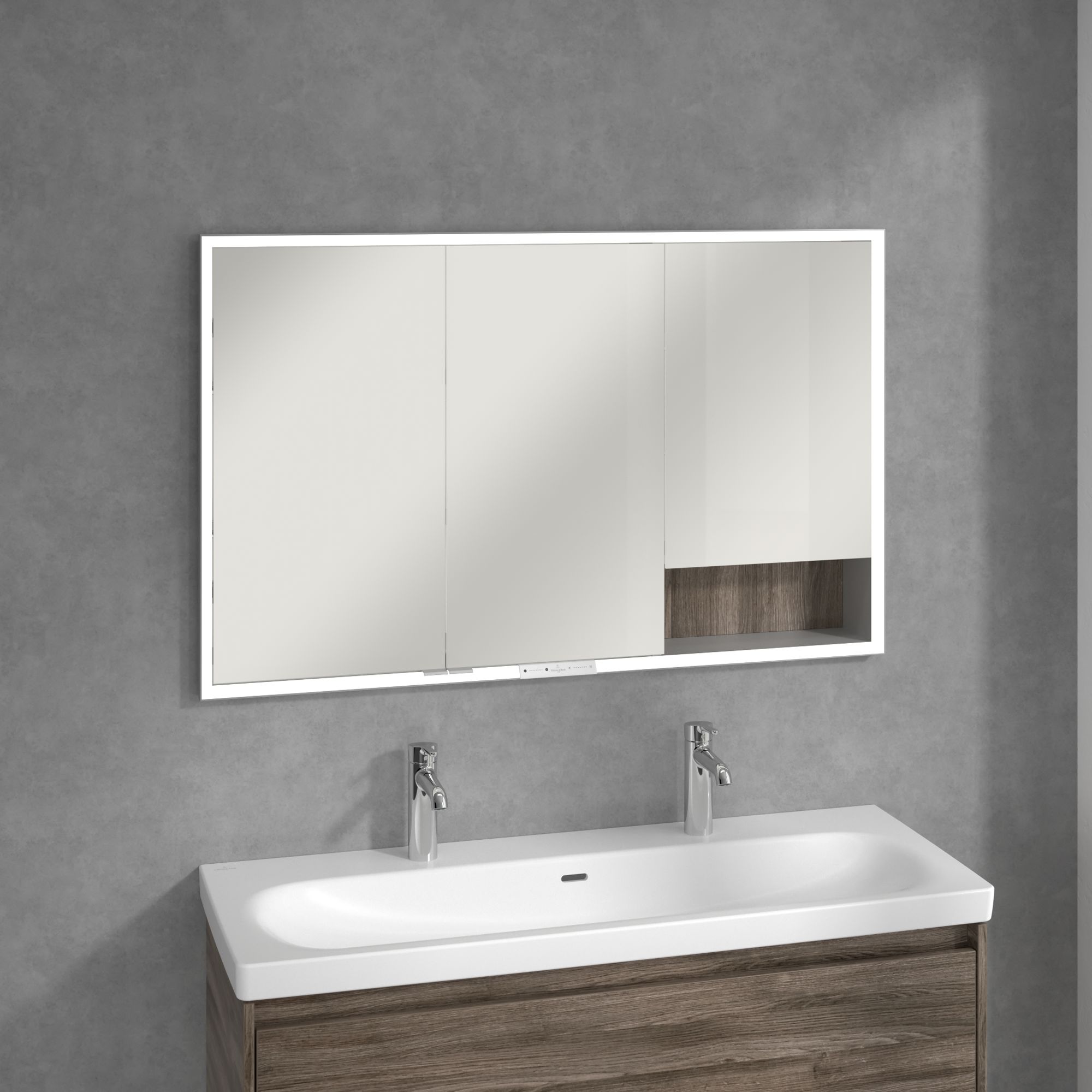 Villeroy & Boch szafka 120x16,8x75 cm z lustrem Oak Stone A48212RK