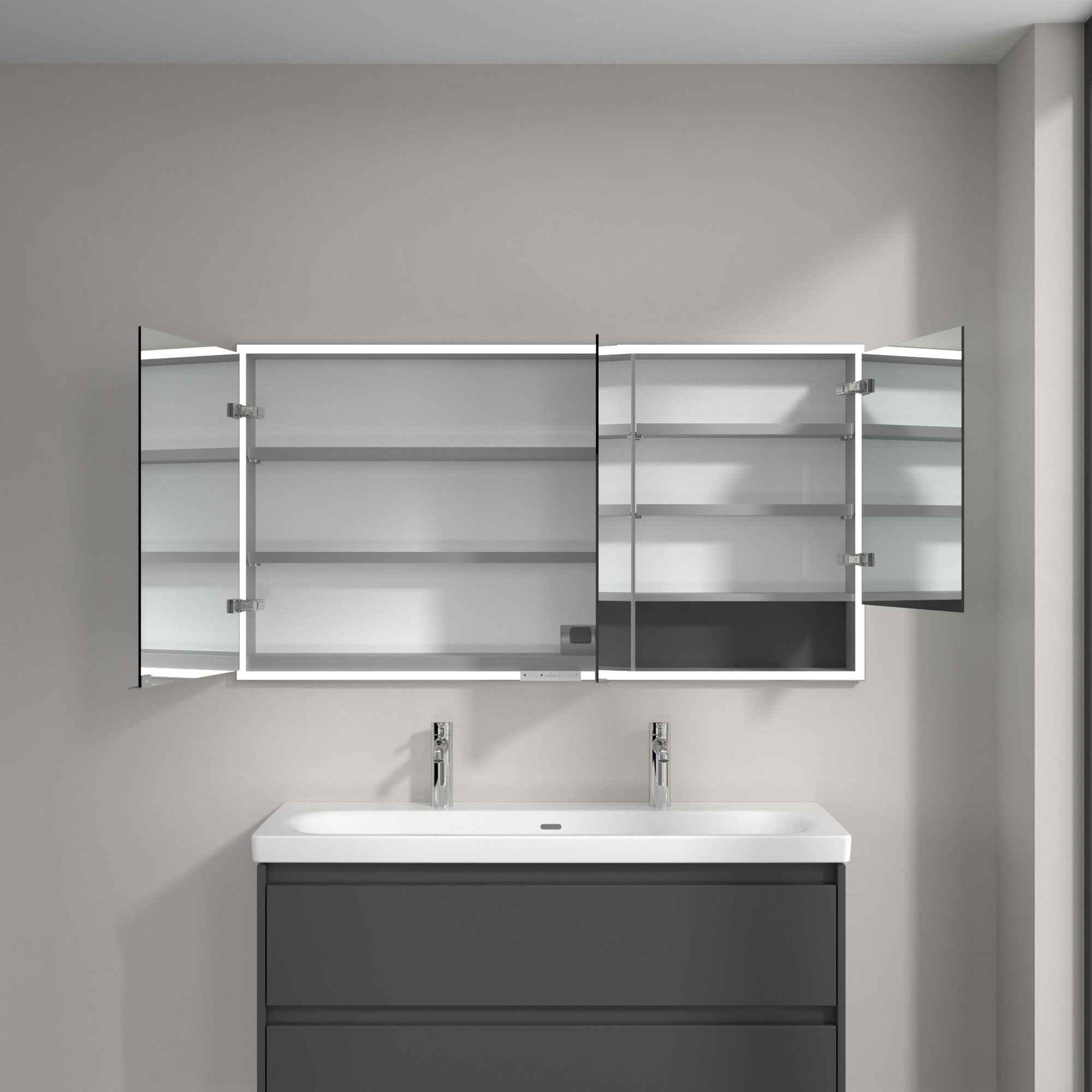Villeroy & Boch My View+ szafka 140x16,8x75 cm z lustrem do zabudowy Graphite A48214VR