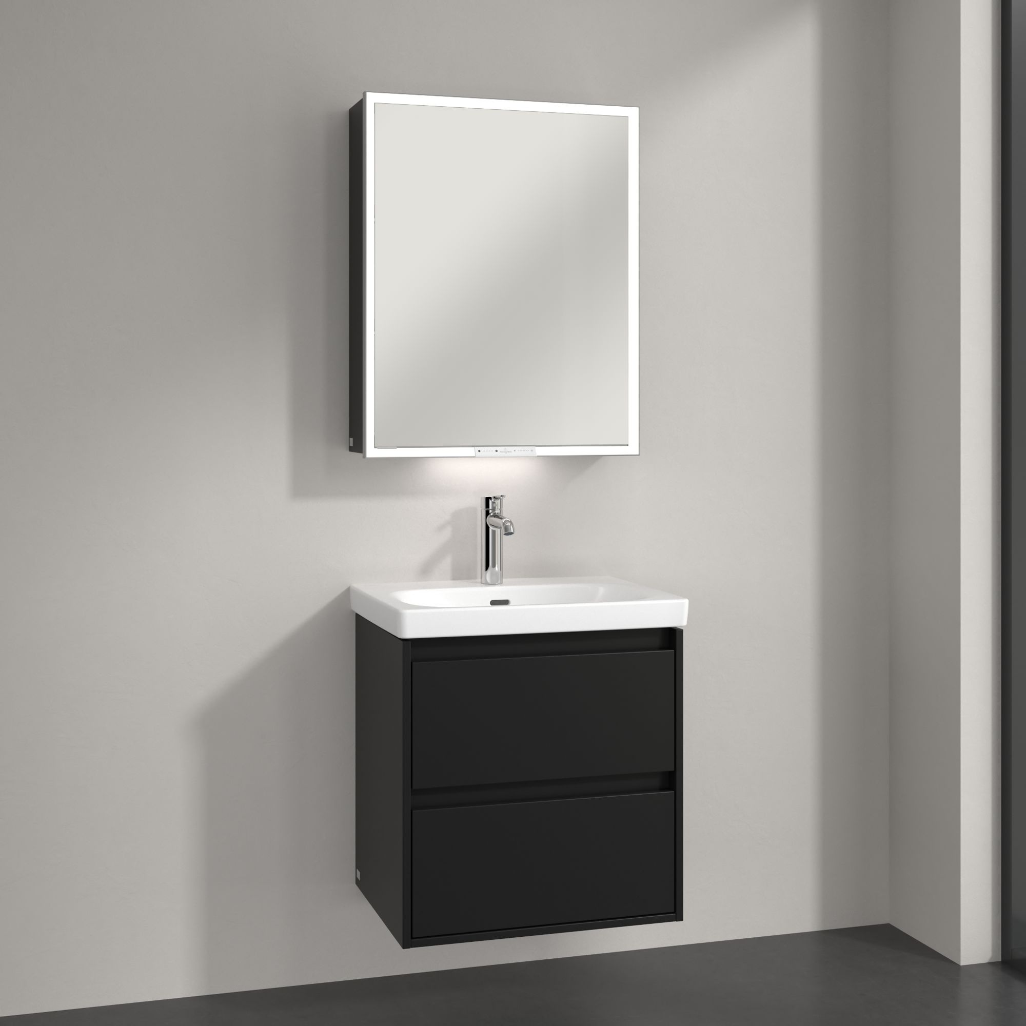 Villeroy & Boch My View+ szafka 60x16,8x75 cm z lustrem Volcano Black A4816RVL