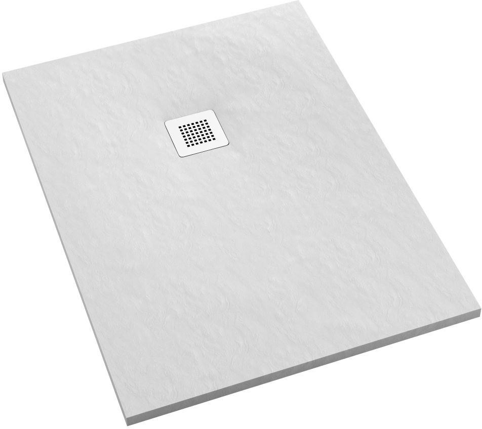 Schedpol Kalait White Stone brodzik prostokątny z maskownicą 90x70 cm biały 3.3133/B/ST-M2