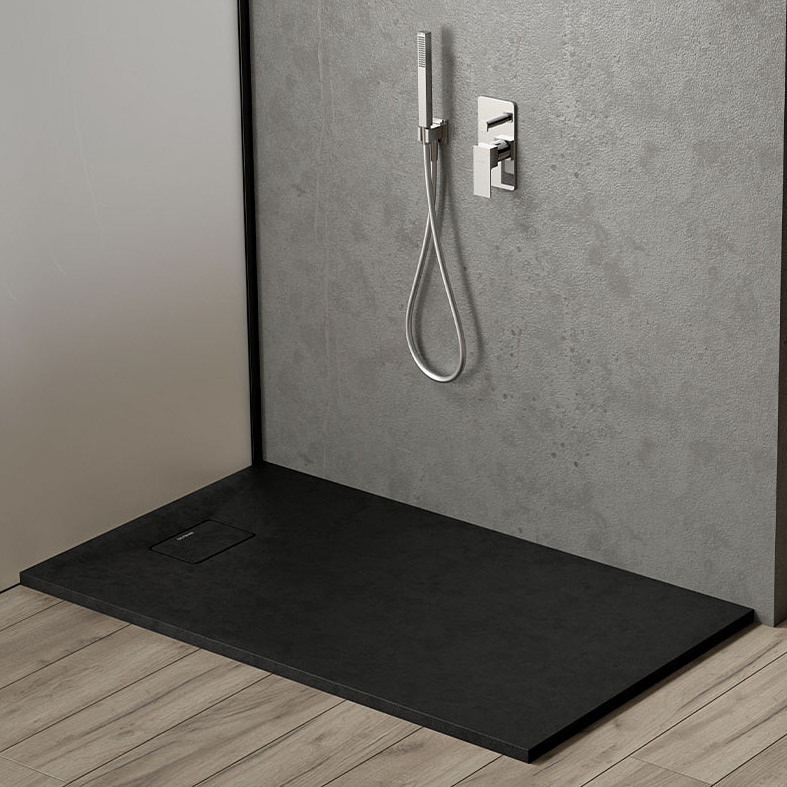 Oltens Bergytan brodzik 100x80 cm prostokątny RockSurface czarny mat 15100300 - Wysyłka w 24h