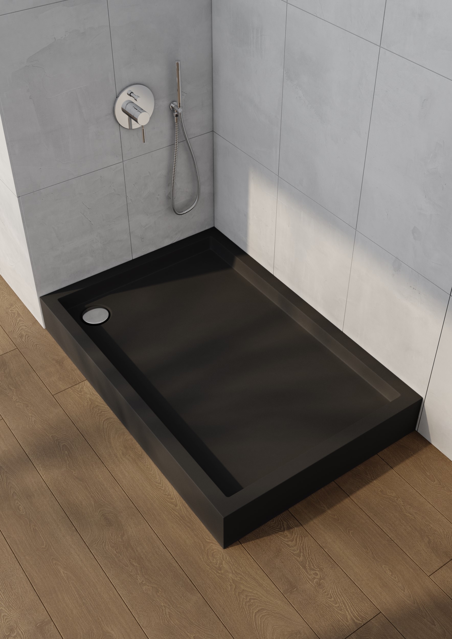Schedpol Medium Black Matt brodzik prostokątny 100x80 cm czarny 3.4736/C/MG
