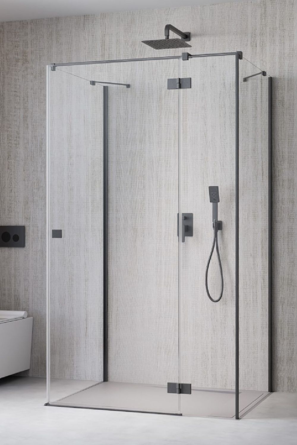 Radaway Essenza Brushed GunMetal KDJ+S drzwi prysznicowe 90 cm uchylne gunmetal szczotkowany/szkło przezroczyste 1385020-92-01R