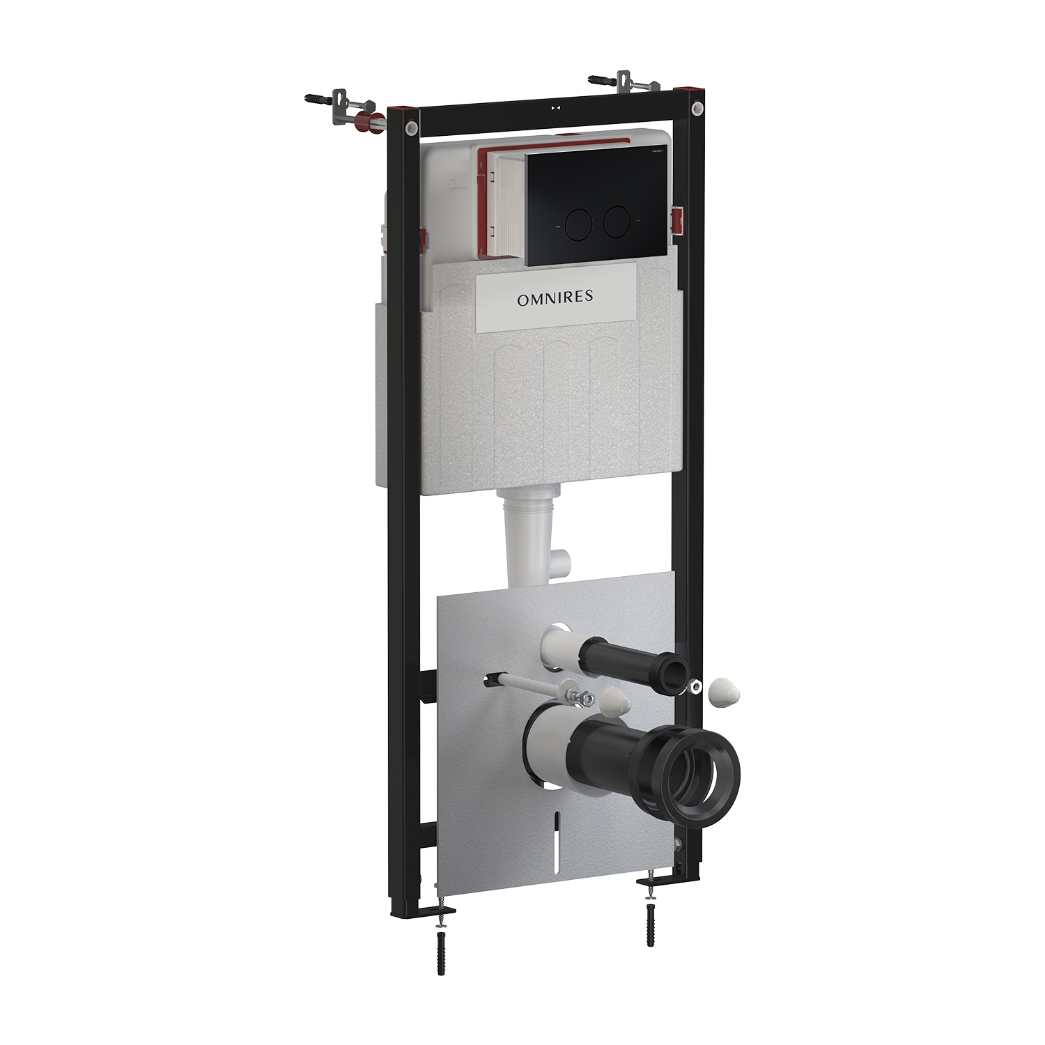 Omnires Eco Flush Set stelaż podtynkowy z przyciskiem spłukującym do miski WC wiszącej STFWCECO1R45-RBLM