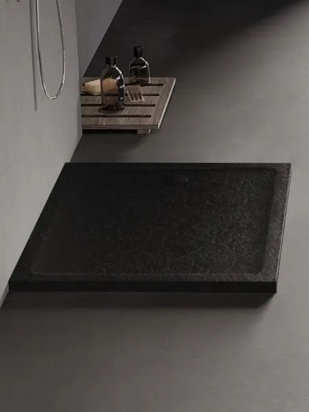 New Trendy Mild Stone brodzik 140x80 cm prostokątny czarny B-0594