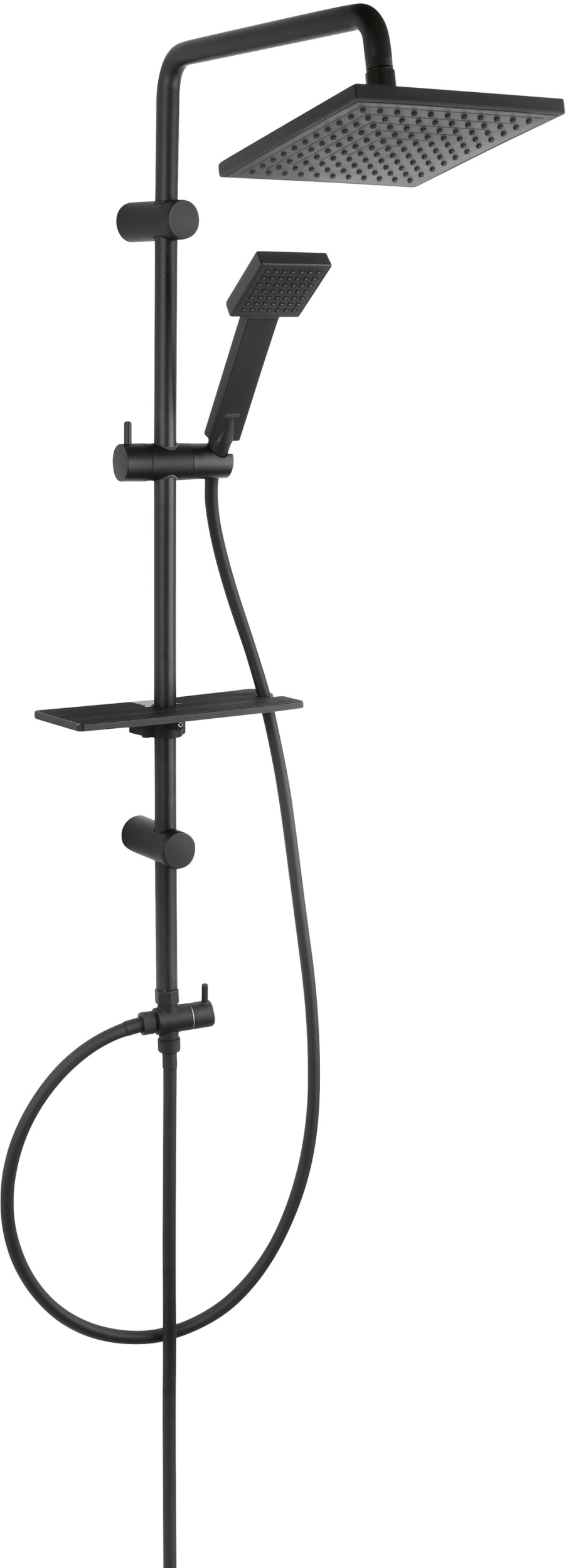 Ferro Squerto Lux Black zestaw prysznicowy z deszczownicą czarny mat NP24-BL