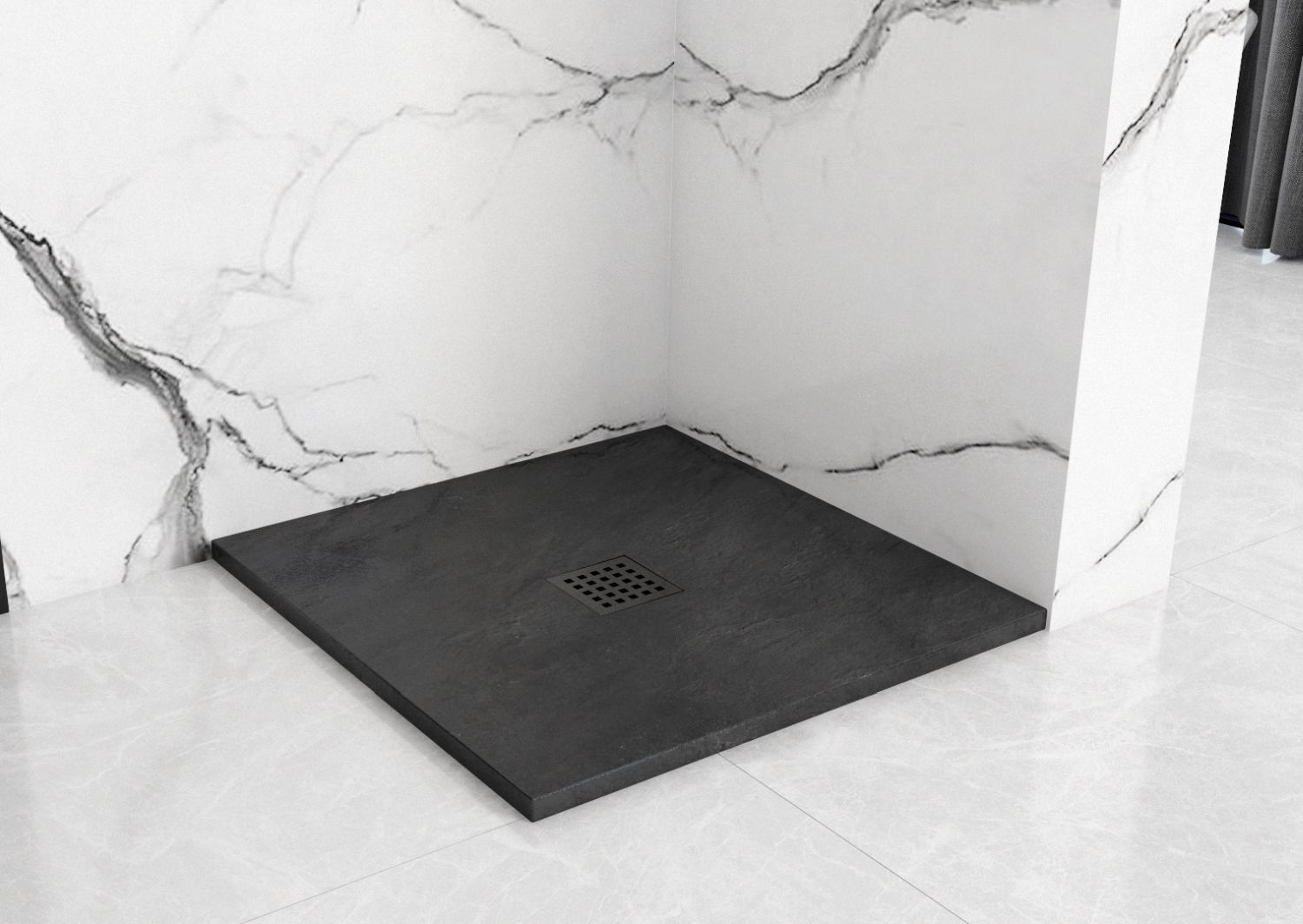 Rea Rock brodzik 120x90 cm prostokątny czarny REA-K4580