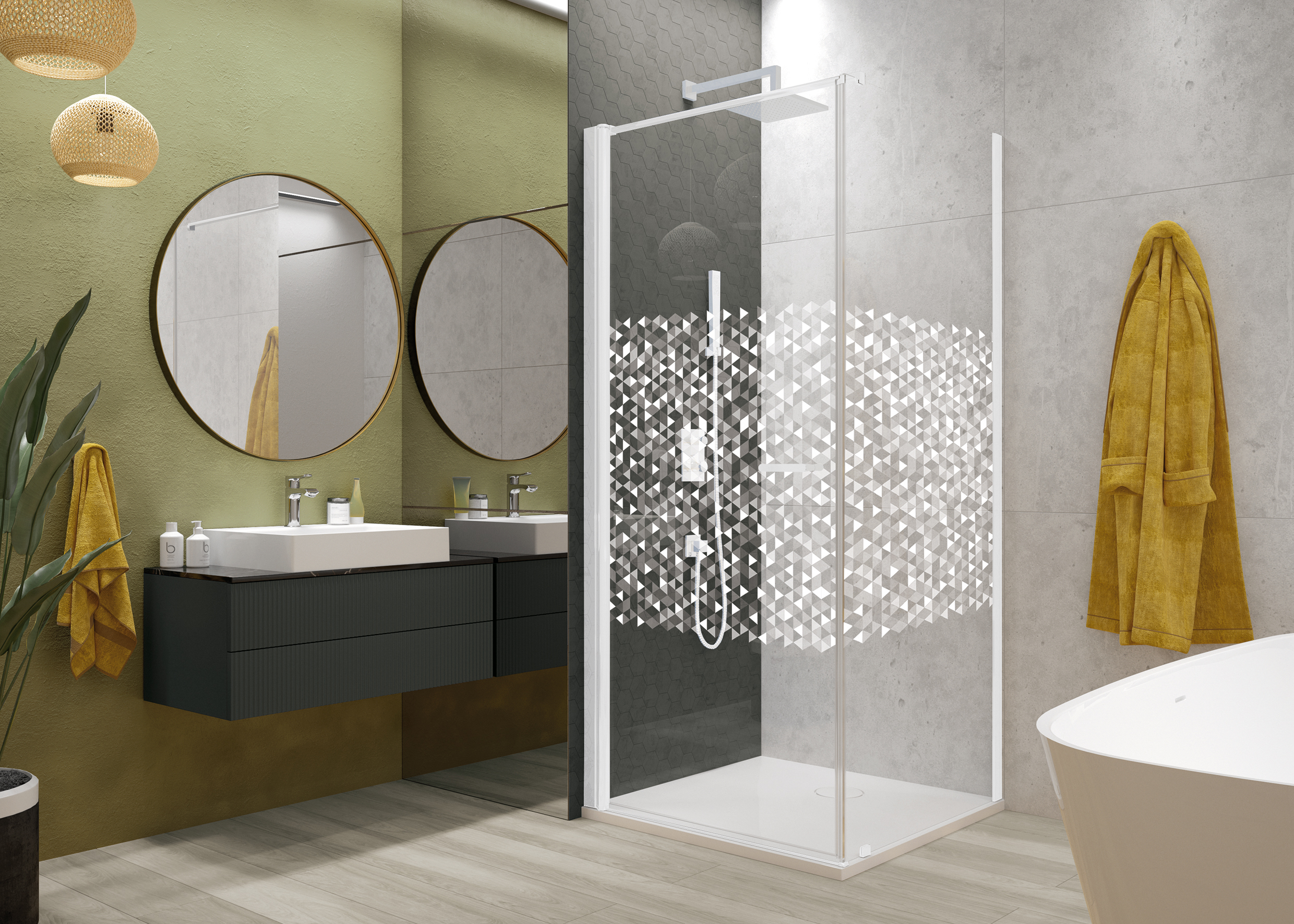Sanplast Exa Line drzwi prysznicowe z profilem 90 cm uchylne biały mat/szkło ze wzorem 600-540-0750-24-151