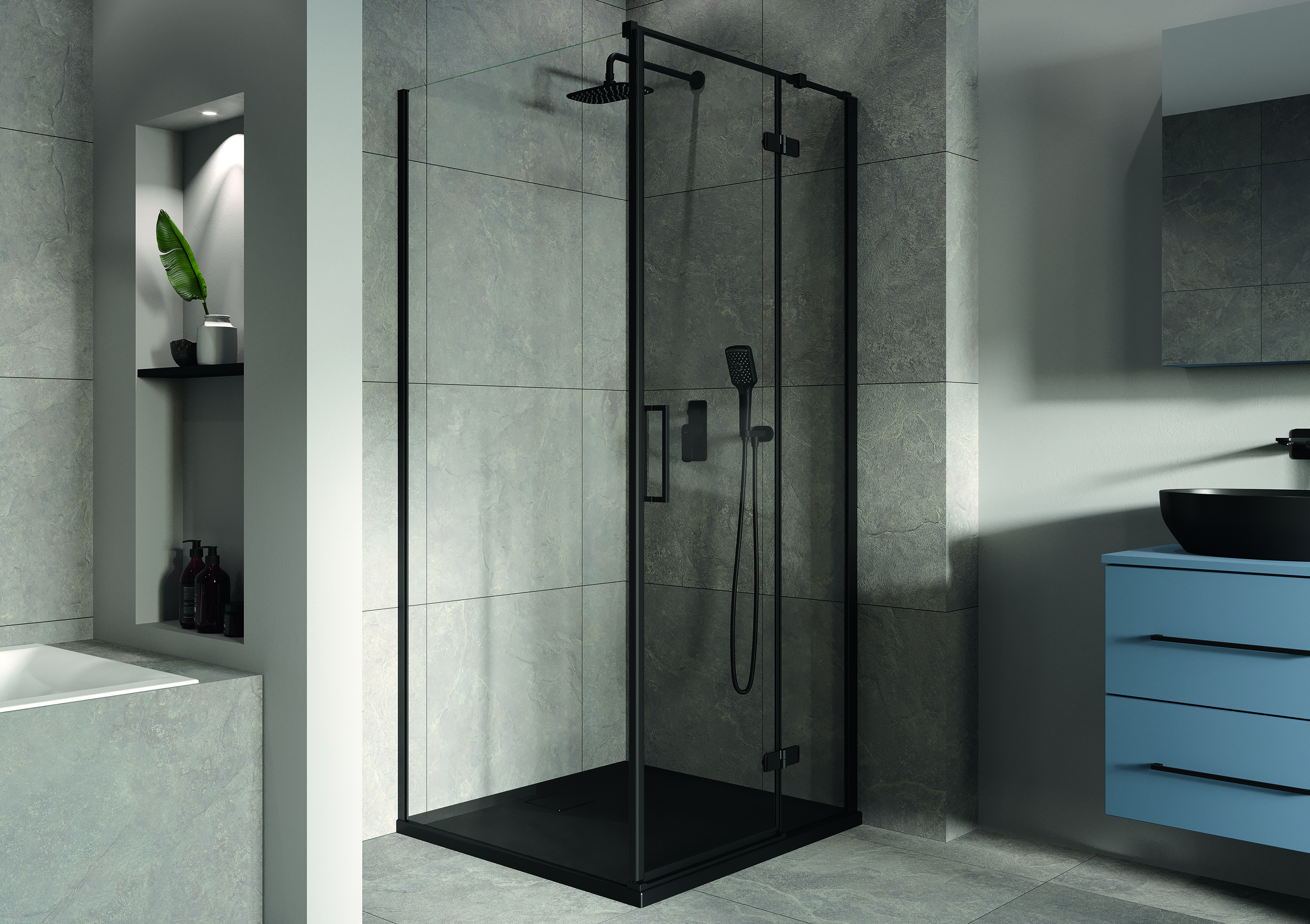 Cersanit Tako Slim brodzik 100x80 cm prostokątny czarny mat S208-012