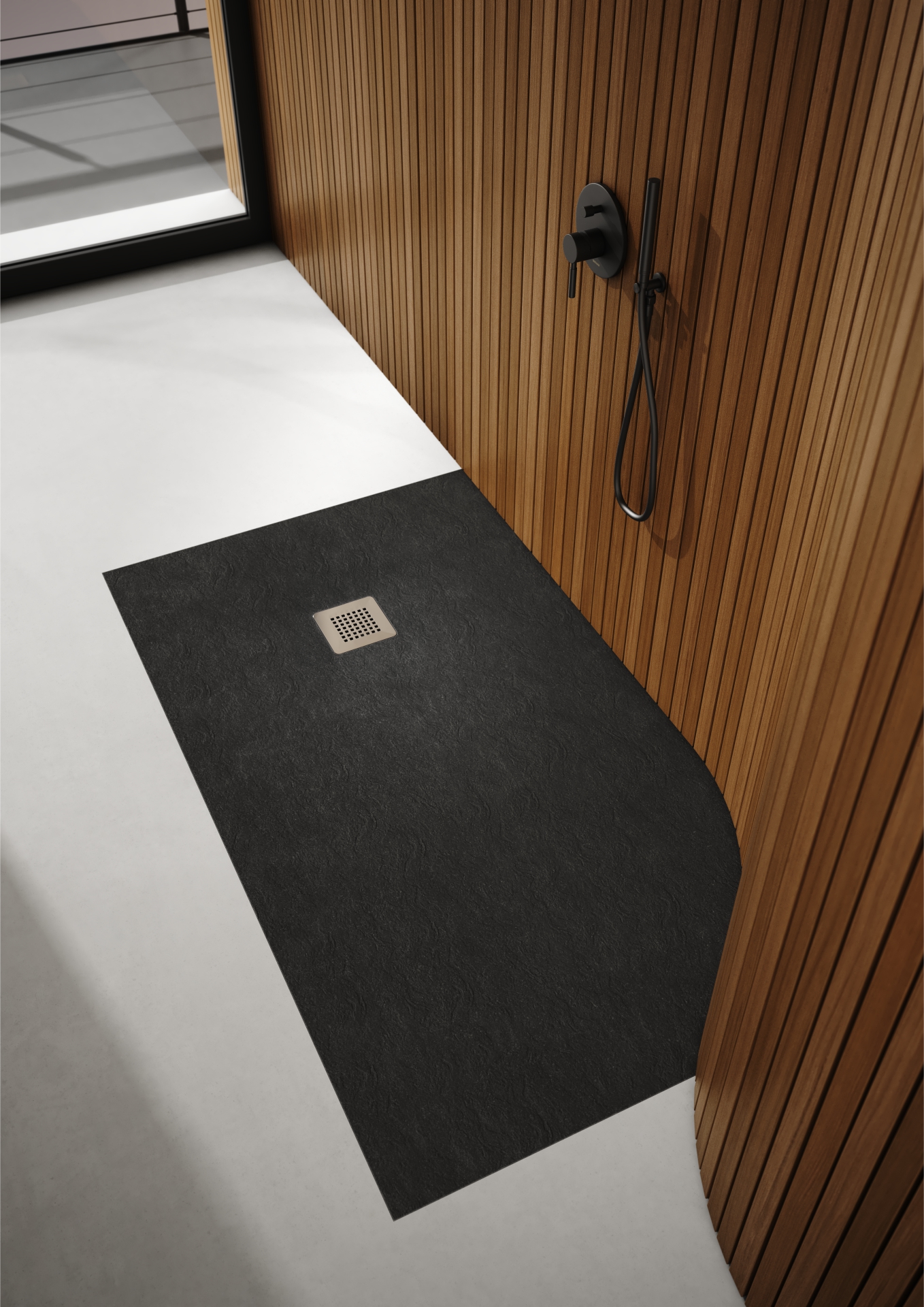 Schedpol Kalait Black Stone brodzik 90x80 cm prostokątny Stonicryl czarny 3.3155/C/ST-M2