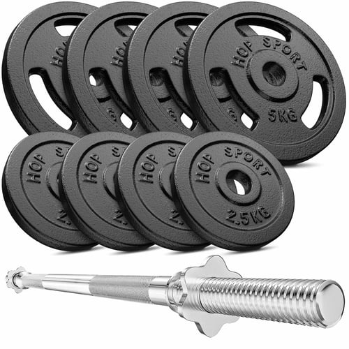 Zestaw obciążeń żeliwnych Strong 39kg z gryfem prostym