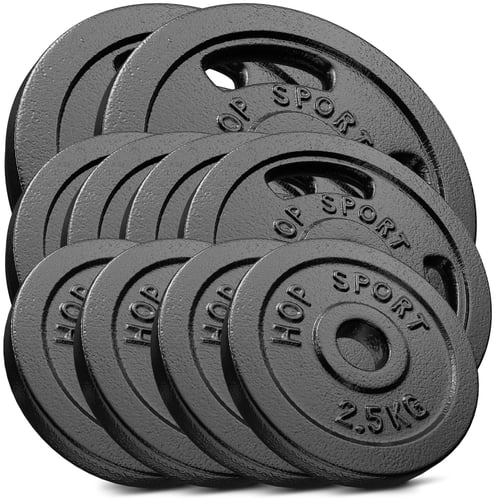 Zestaw obciążeń żeliwnych 50kg (2x10, 4x5, 4x2,5)