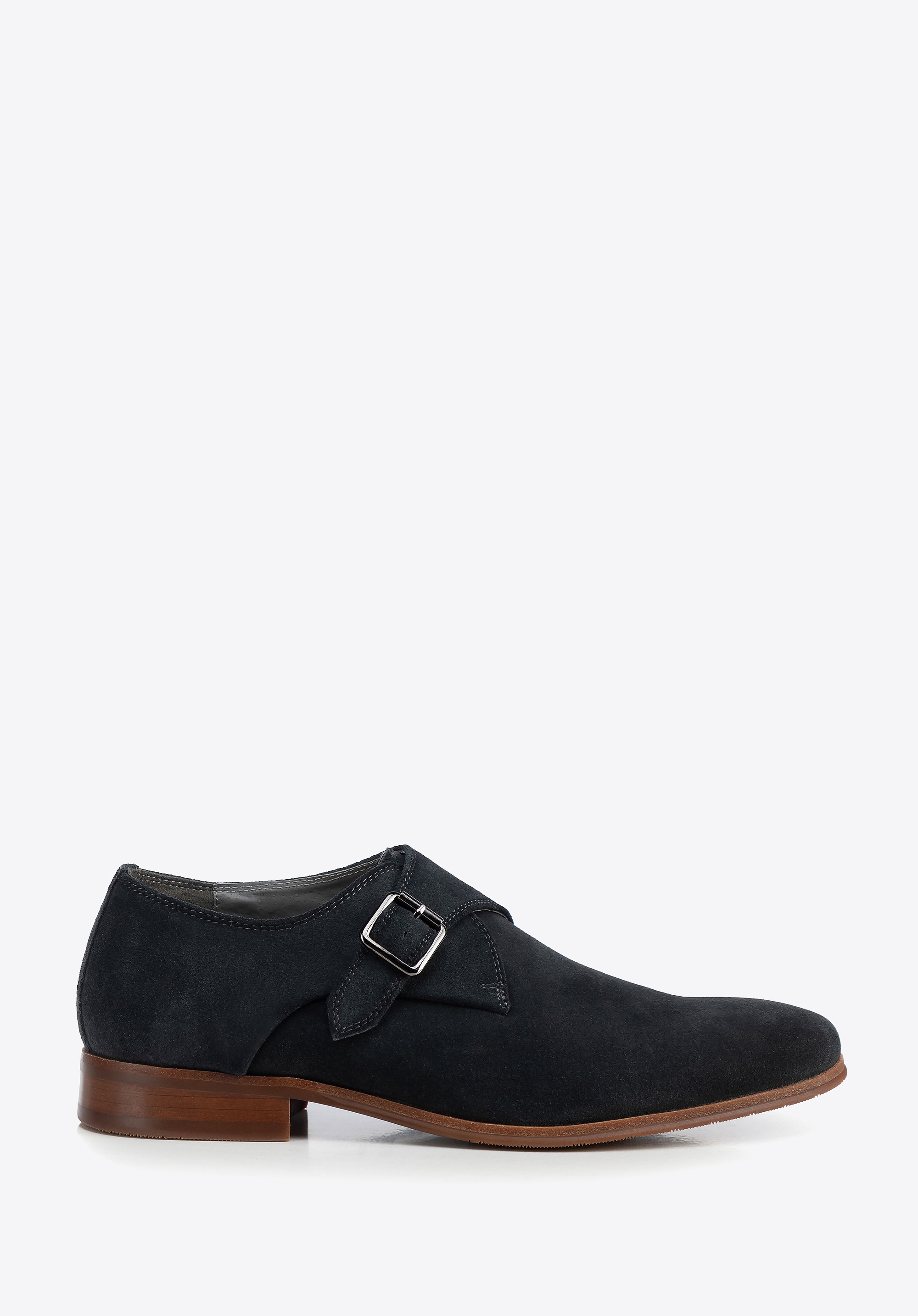 Męskie buty monki ze skóry zamszowej ciemny szary
