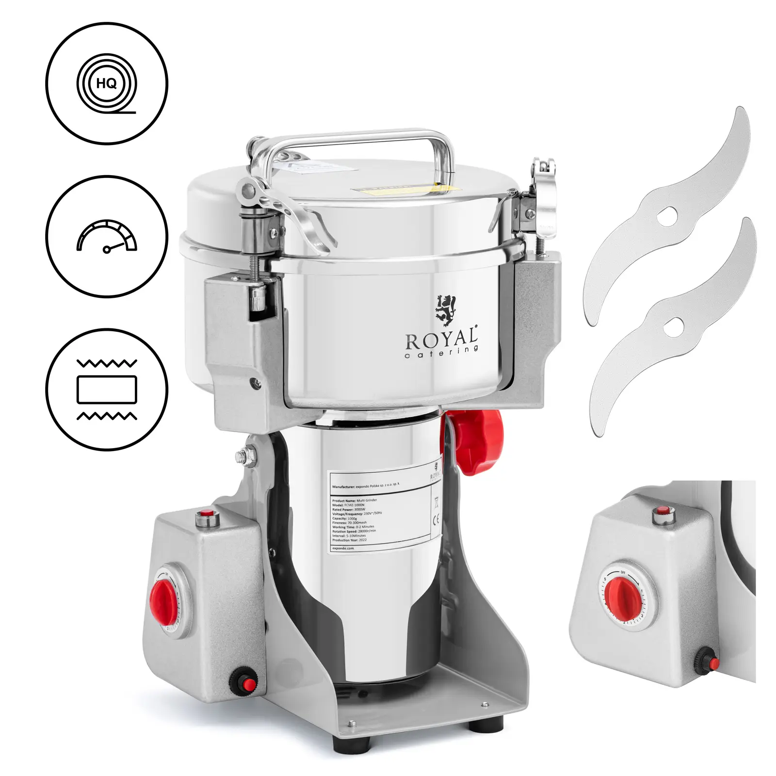 Młynek do przypraw, pieprzu, kawy, 3000W, 1000g | 10012947