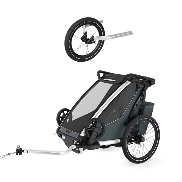 Thule Chariot Cross wersja 2 single - przyczepka rowerowa dla jednego dziecka + zestaw do joggingu-Dark Slate