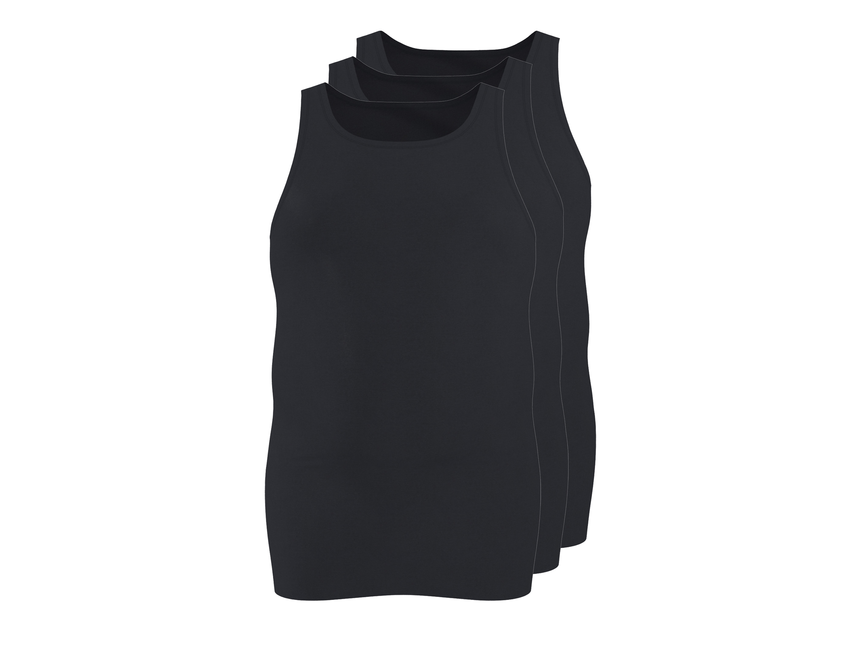 esmara Men Podkoszulki prążkowane męskie z bawełny, 3 sztuki Czarny, 9/3Xl