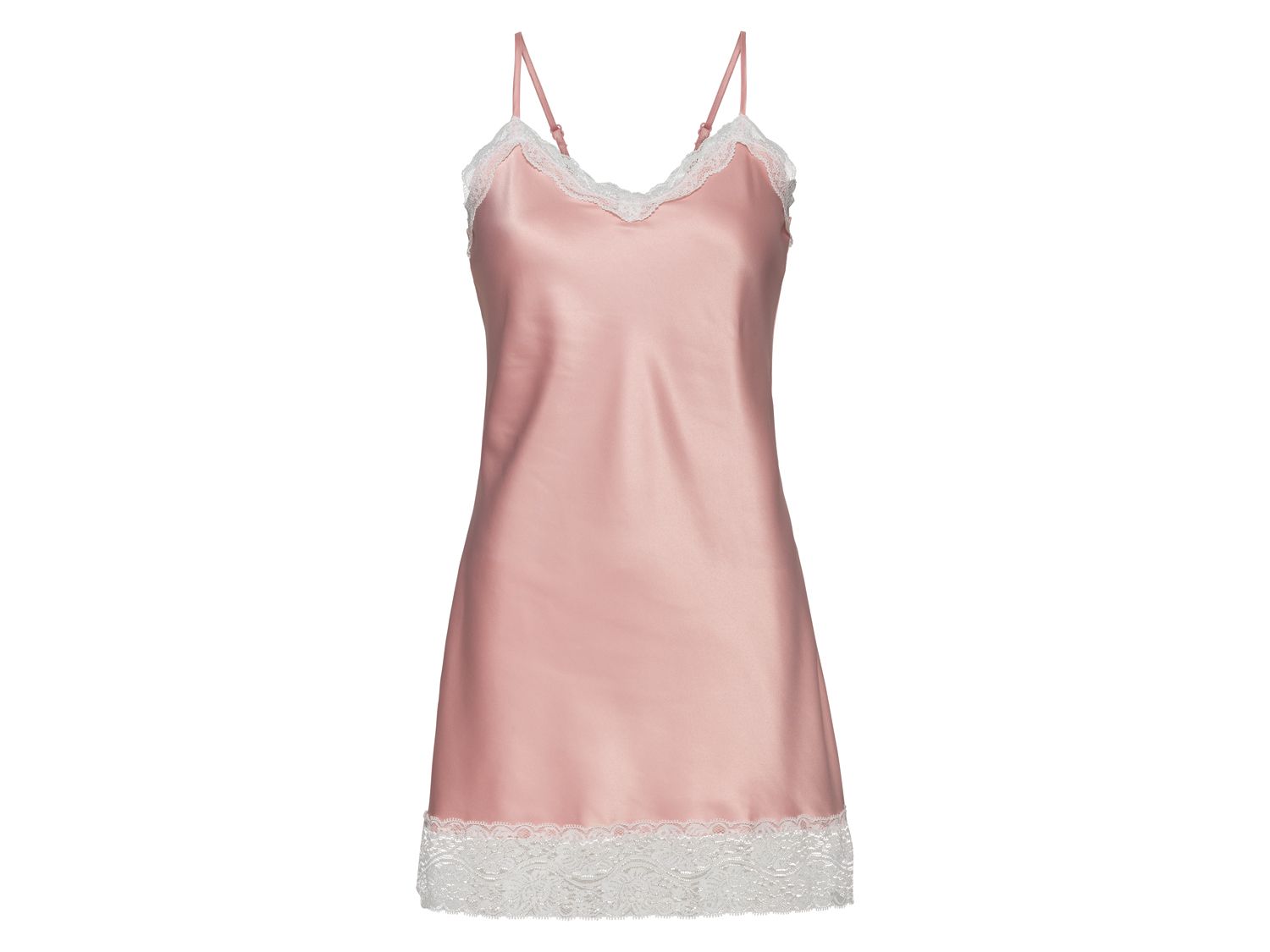 Esmara Lingerie Satynowa koszula nocna damska z koronką Różowy, 42